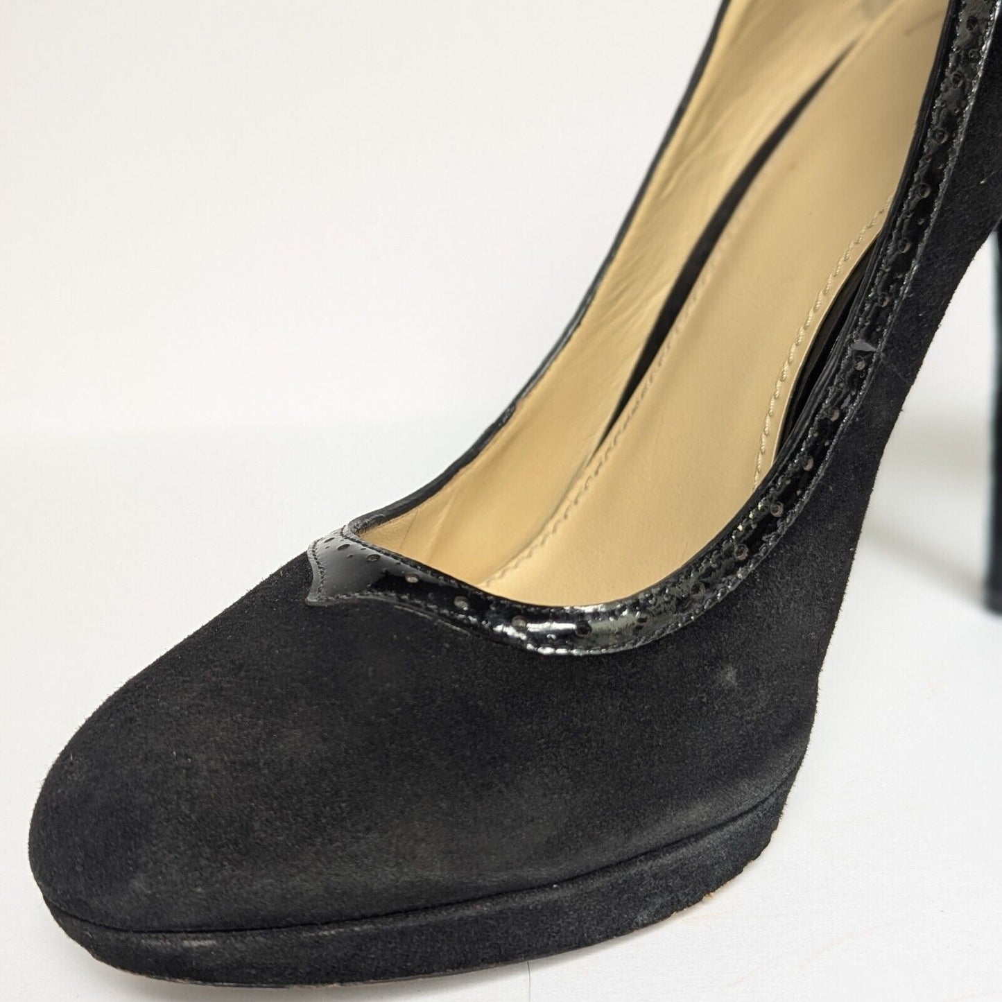 Brian Atwood Women's Black Suede Patent Leather Pony Hair Stiletto Heels Size 41 | 10