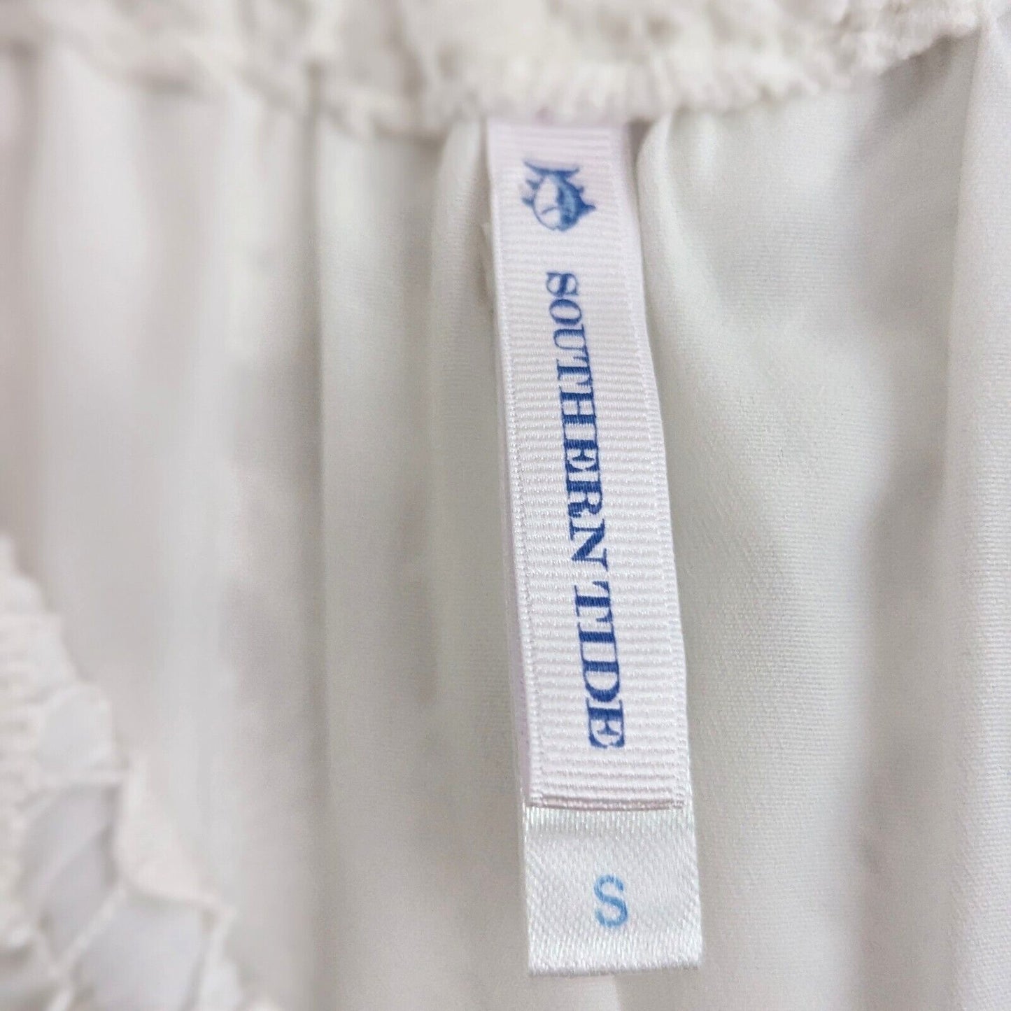 Southern Tide Isabel Grace Off Shoulder White Eyelet Lace Shift Dress Women’s Small Summer Bridal Boho Chic