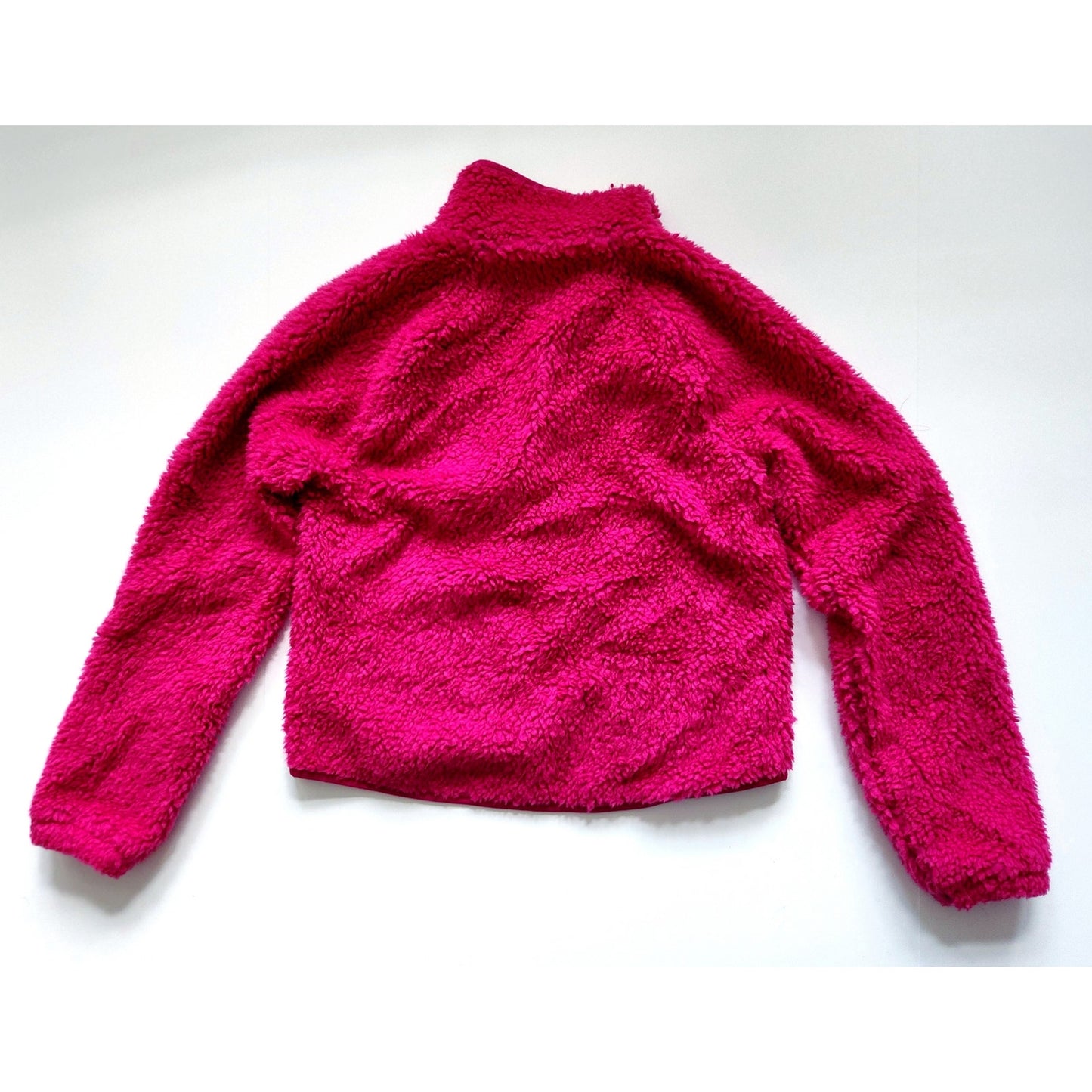 J.Crew Crewcuts Girls' Sherpa Fleece Magenta Snap Jacket Size XL Jersey Lined