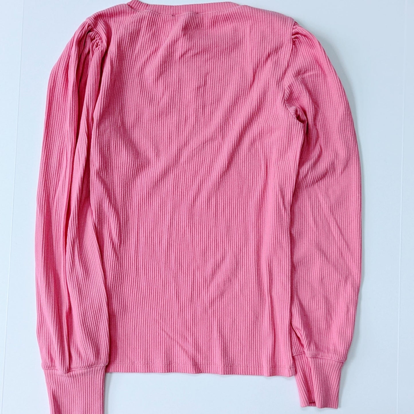 J.Crew Pointelle Pink Long Puffed Sleeve T-shirt Women Size M Cotton Modal Blend