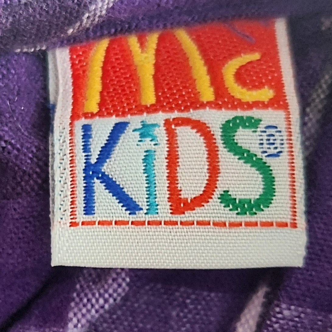 McKids Vintage 90s Baby Purple Plaid Floral Embroidered Jumper Dress Sz 18 mos