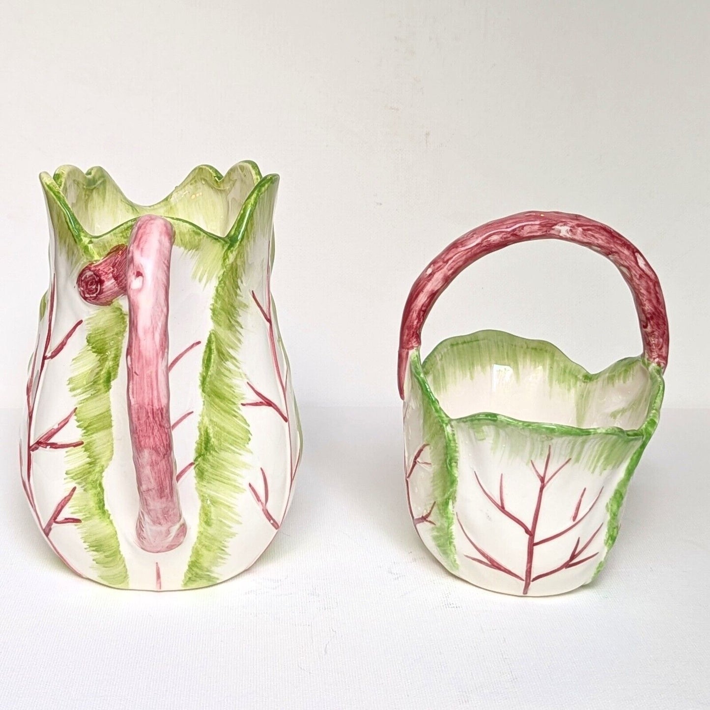 The Haldon Group Tobacco Leaf Pitcher and Bowl with Handle Vintage 1988