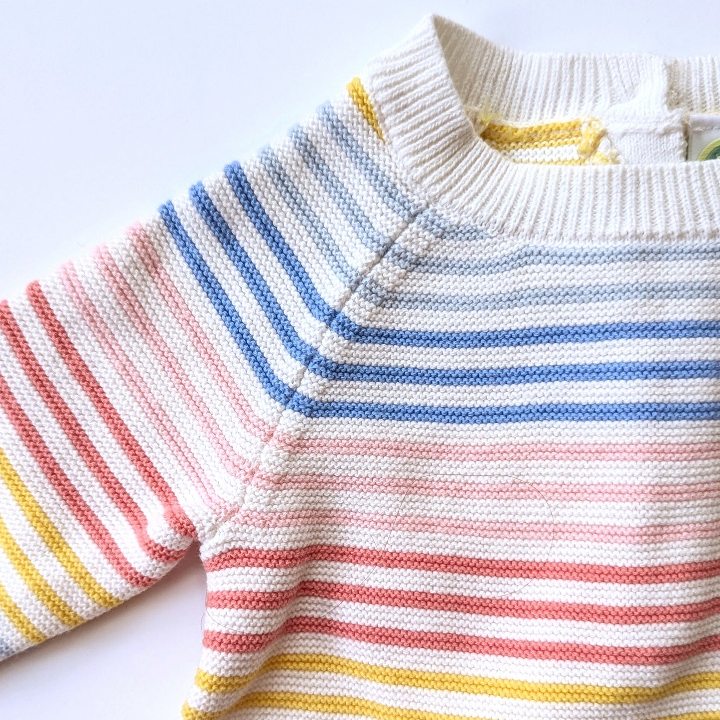 Little Me Rainbow Striped Cotton Sweater Long Sleeve Bodysuit Size 6 months EUC