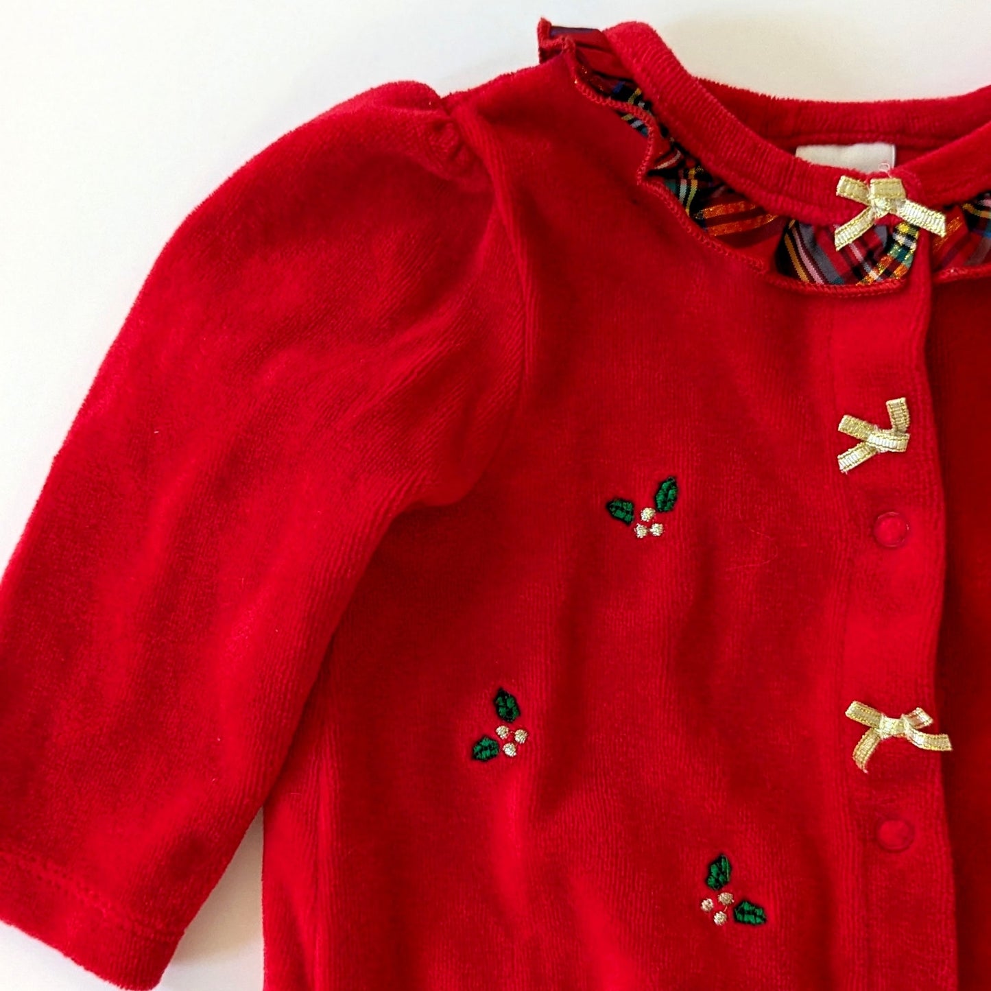 Little Me My First Christmas Footie Outfit Baby Sz 9 Mos Red Velour Ruffles