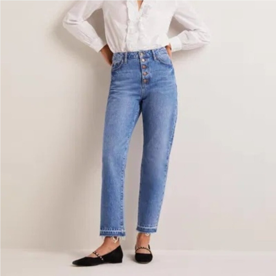 Boden Women's High Rise Straight Leg Jeans Light Wash Blue Size 8R US | 12R UK