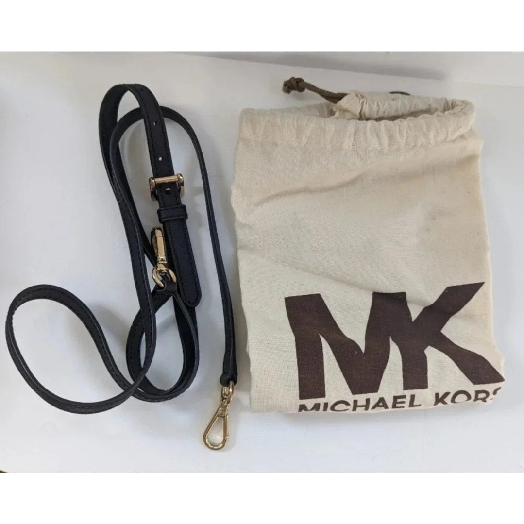 MICHAEL Michael Kors Women's Black Saffiano Leather Small Studded Sandrine Satchel