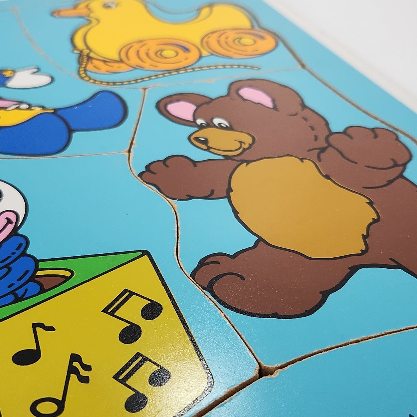 Vintage 1986 Playskool Wooden Puzzle “Playthings” 4-Piece Toy Theme