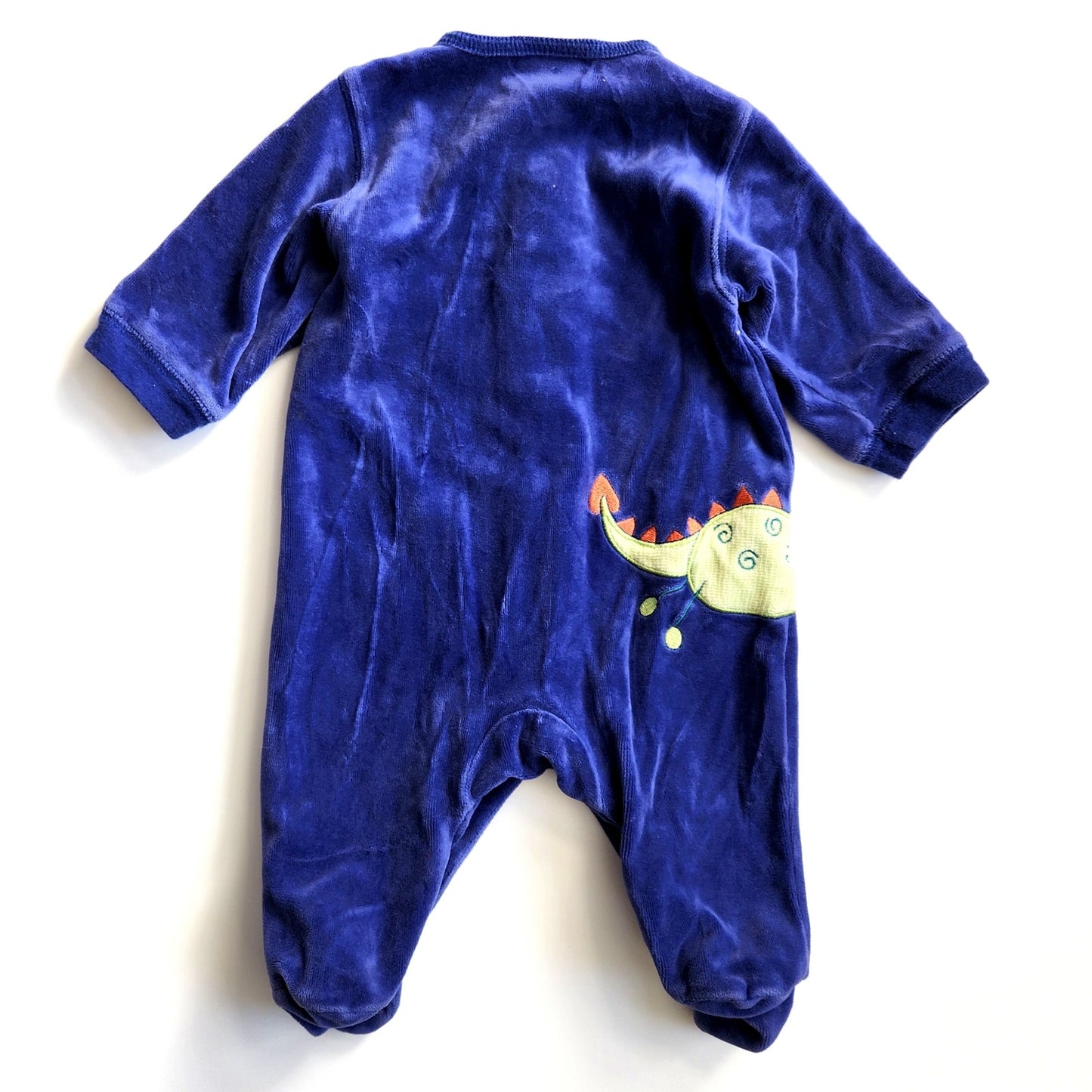 Carter's Vintage Y2K Blue Dragon & Knight Velour Footed Pajamas Sz 0-3 mos