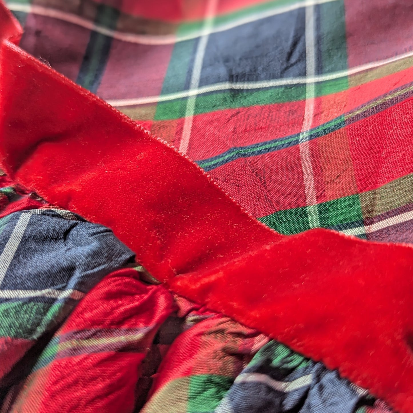 Janie and Jack Red Silk Tartan Plaid Christmas Holiday Ruffle Dress Girls Sz 4