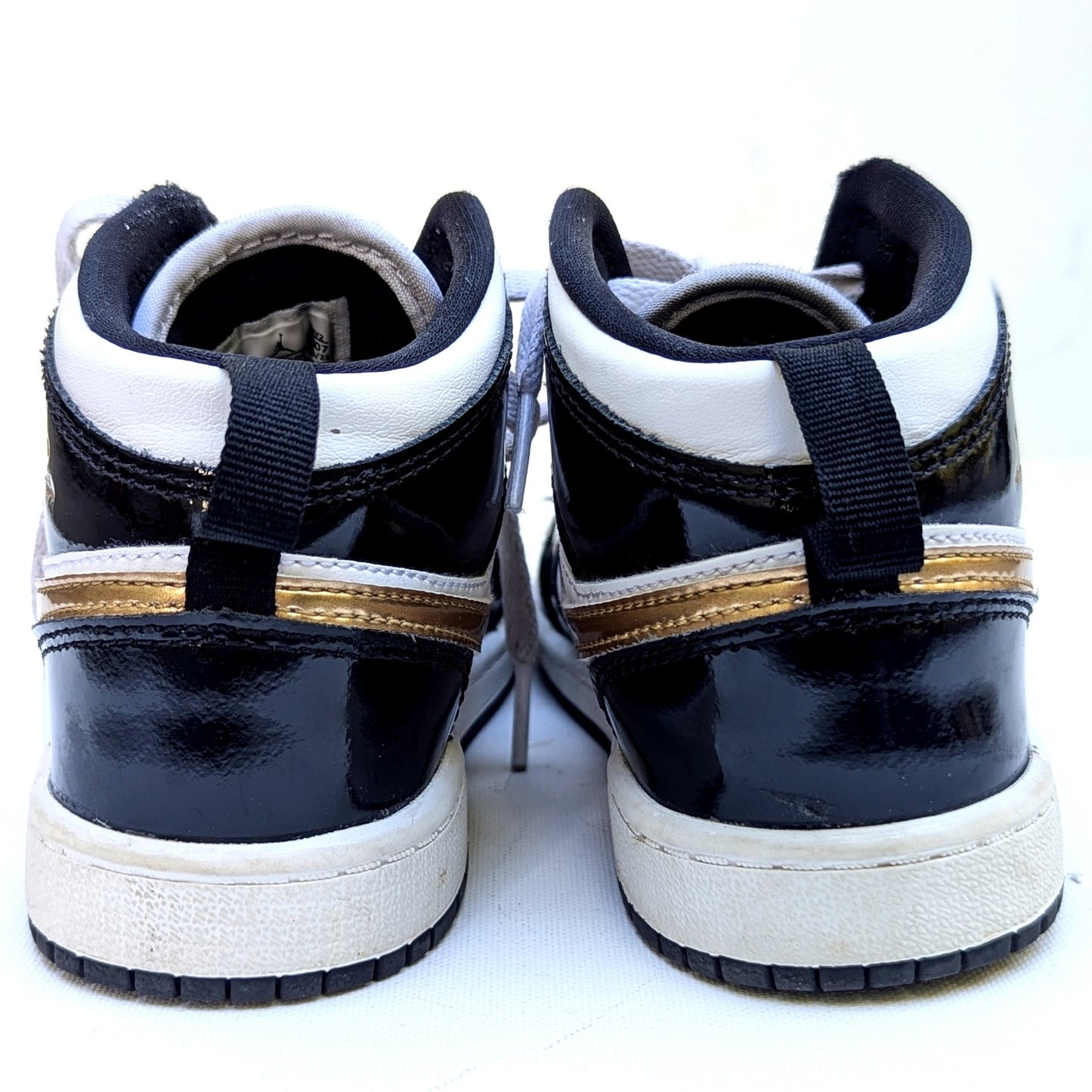 Nike Kids Air Jordan 1 Mid SE Toddler Shoes Size 9 Black Gold White Sneakers