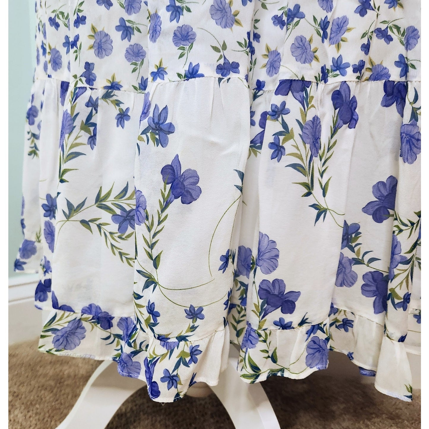 Shoshanna Helena Dress Size 8 Blue Floral Sleeveless Lightweight Viscose Midi
