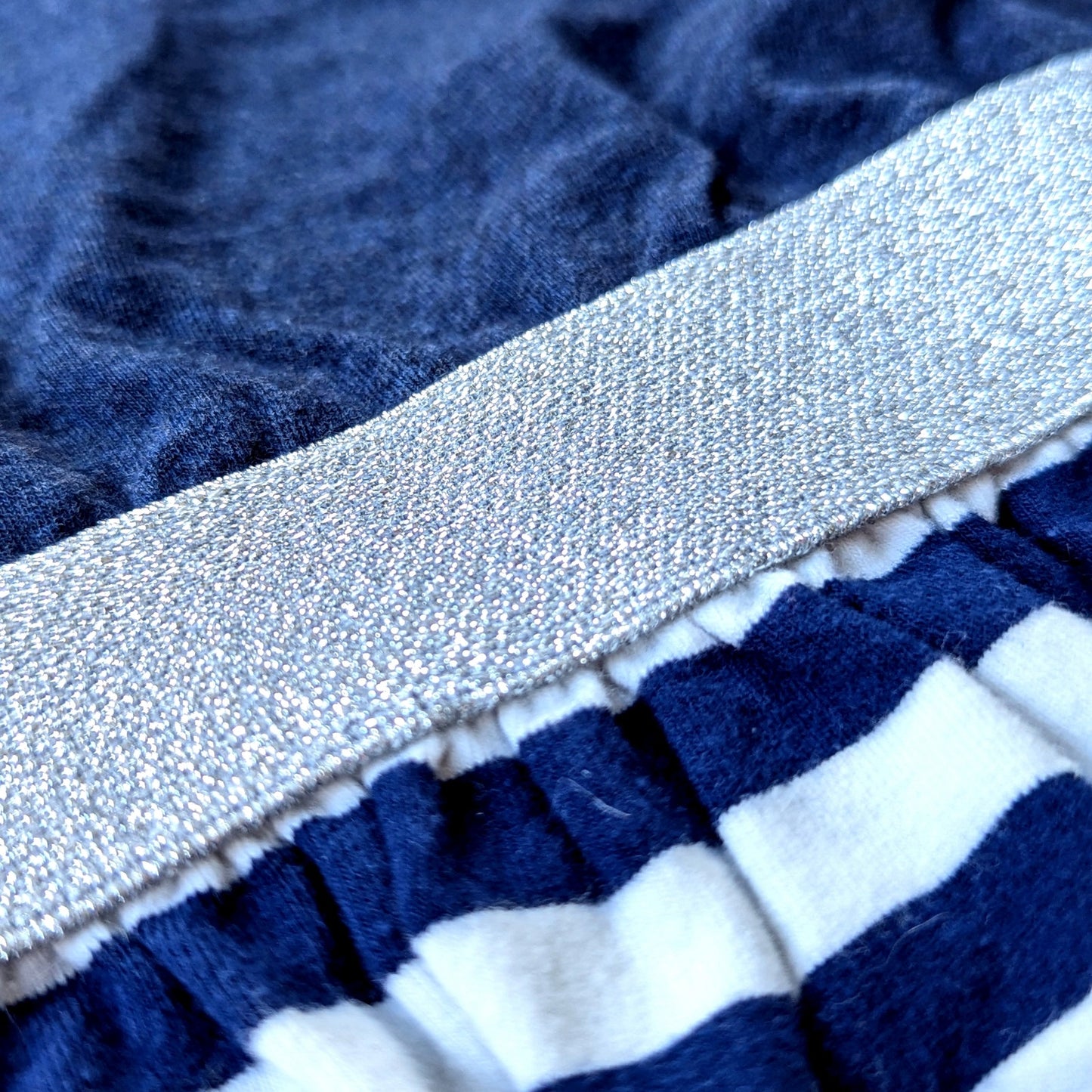 Tooby Doo Party Play Dress Blue Stripes Dress Silver Sparkle Belt Sz 18-24 mos