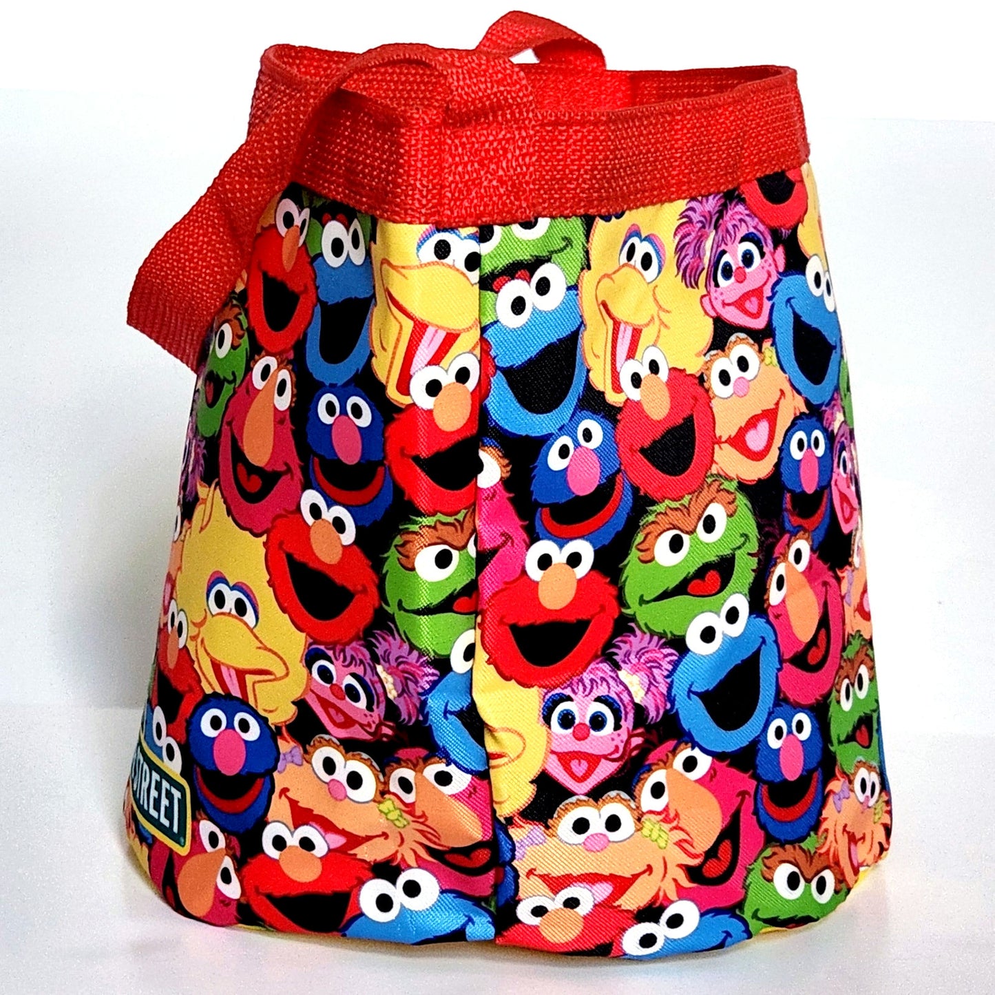 Sesame Street Elmo Kids Collapsible Nylon Gift Basket Bucket Tote Bag