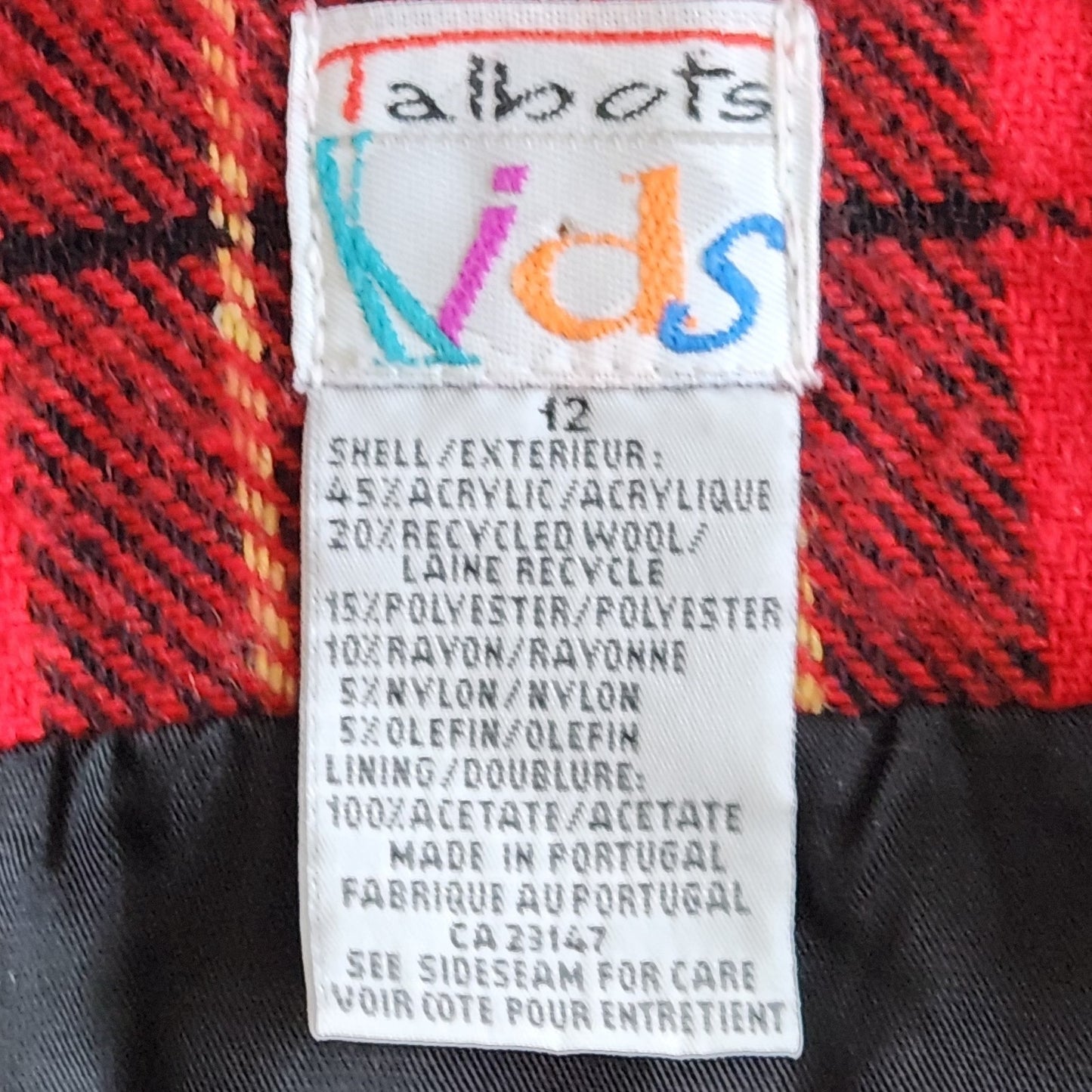 Talbots Kids Vintage 1990s Red Plaid Wool Blend Jumper Dress Size 12