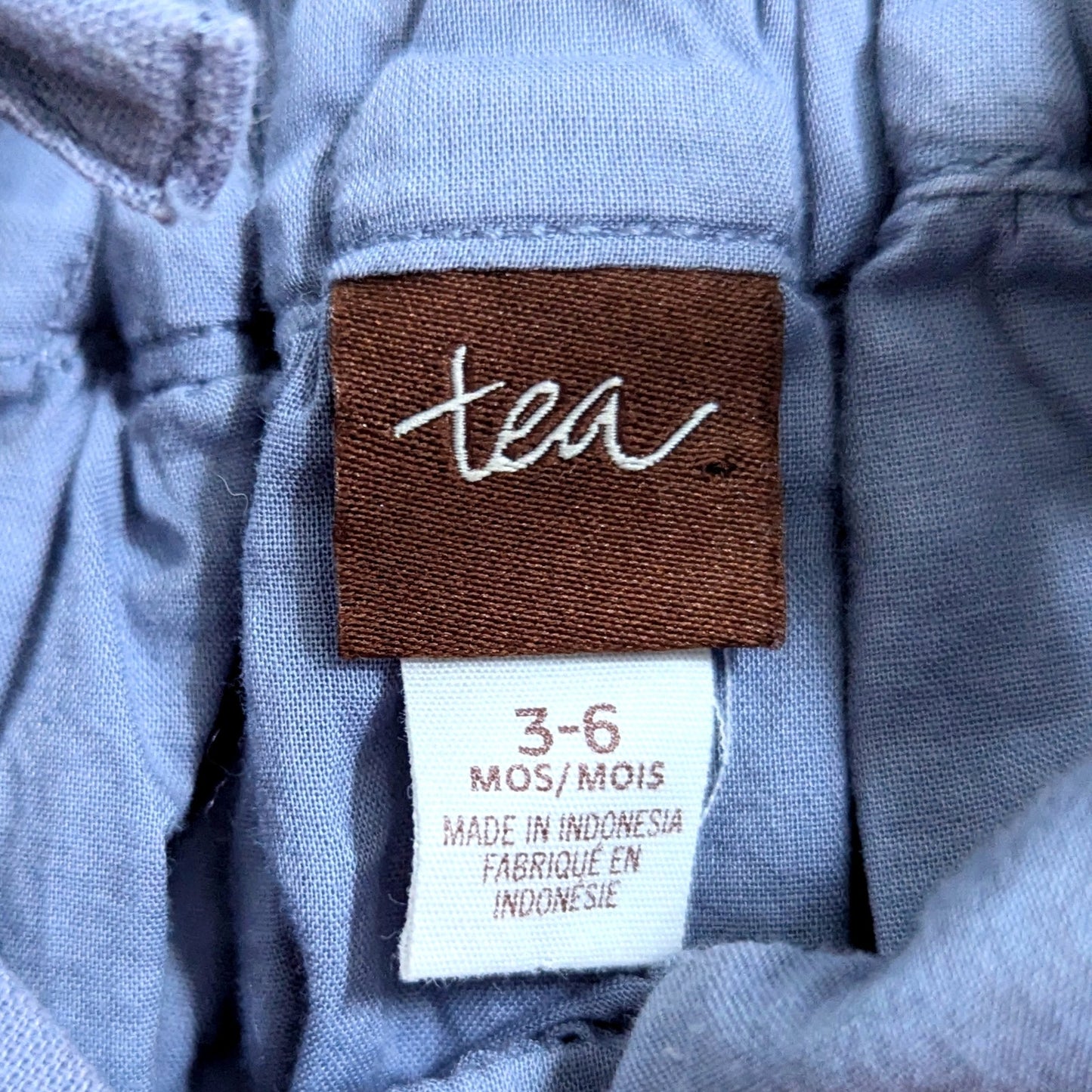 Tea Collection Linen Blend Blue Chambray Red Embroidered Dress Size 3-6 months