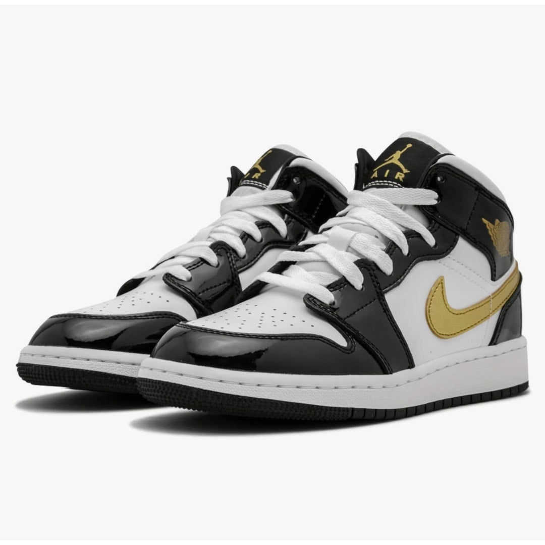 Nike Kids Air Jordan 1 Mid SE Toddler Shoes Size 9 Black Gold White Sneakers