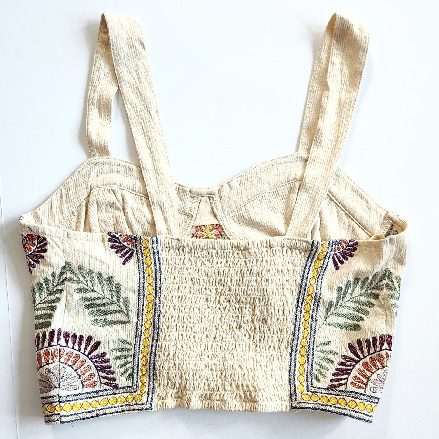Free People Women's Datura Corset Sleeveless Crop Top Boho Metallic Embroidery Size S