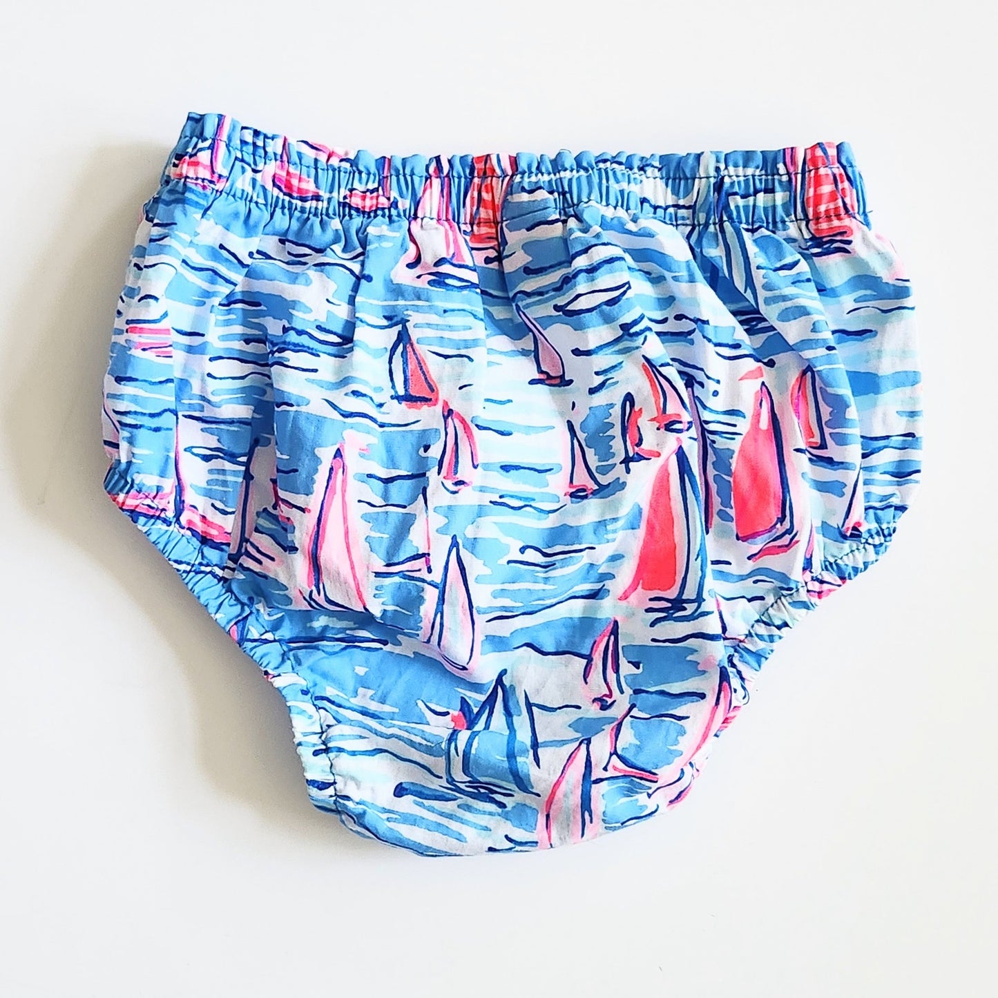 Lilly Pulitzer Sailboat Bloomers Diaper Cover Zanzibar Blue Boatylicious Size 12-18 months