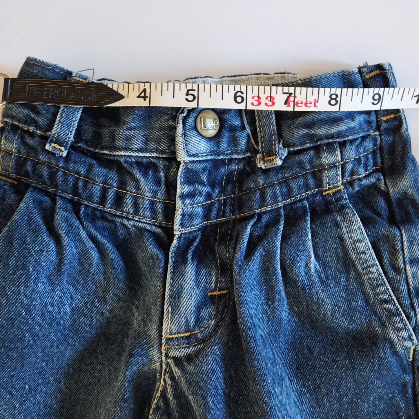 Lee Vintage 1980s Girls High Waisted Pleated Retro Denim Blue Jeans Size 4T
