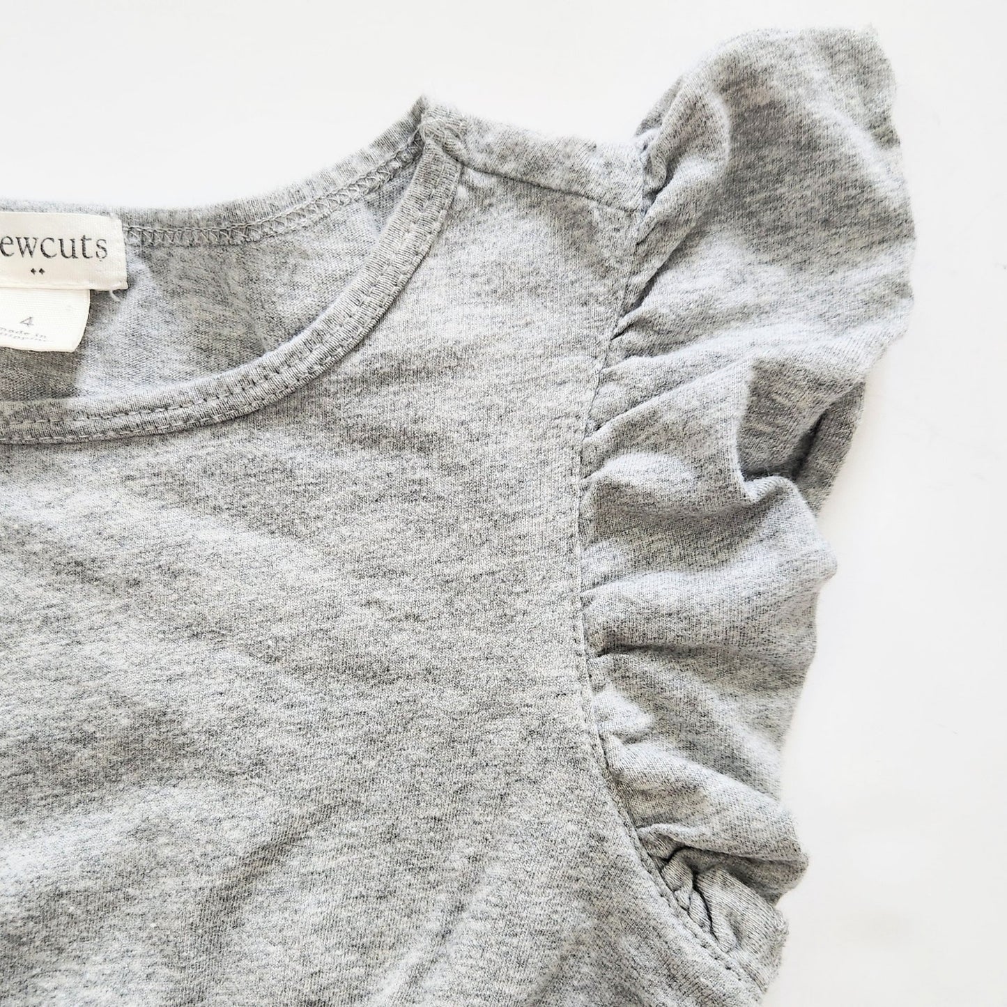 J.Crew Crewcuts Girls Gray Jersey & Blue StripedFlutter Sleeve Dress Size 4