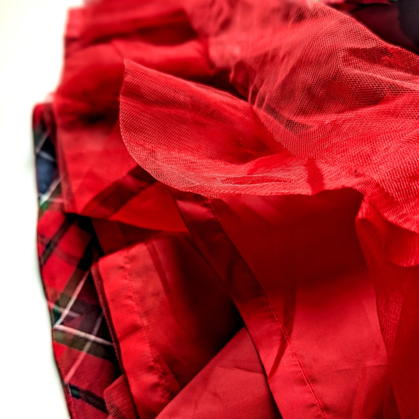Janie and Jack Red Silk Tartan Plaid Christmas Holiday Ruffle Dress Girls Sz 4