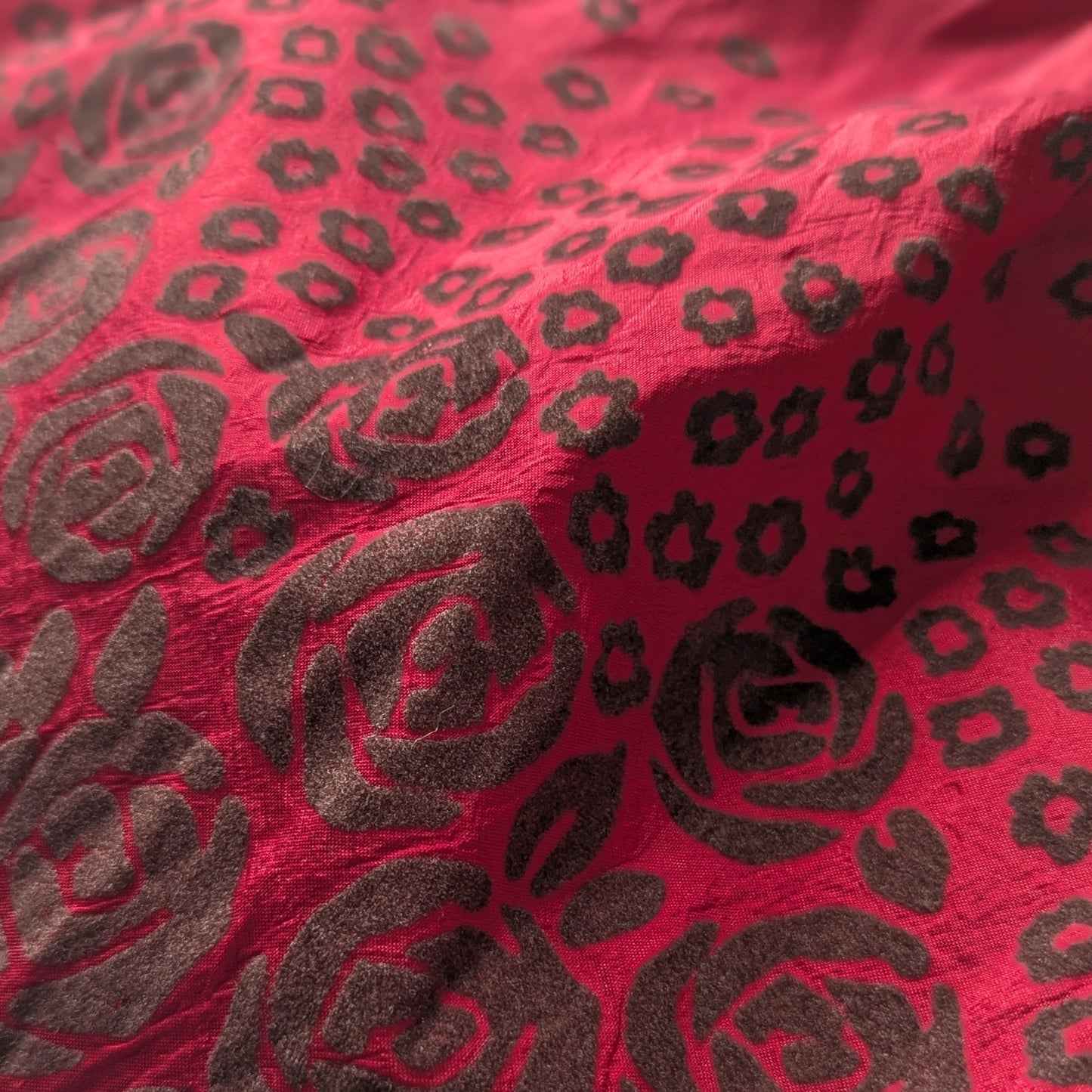 Janie and Jack Baby Girls Red Silk Flocked Smocked Formal Dress Sz 12-18 mos