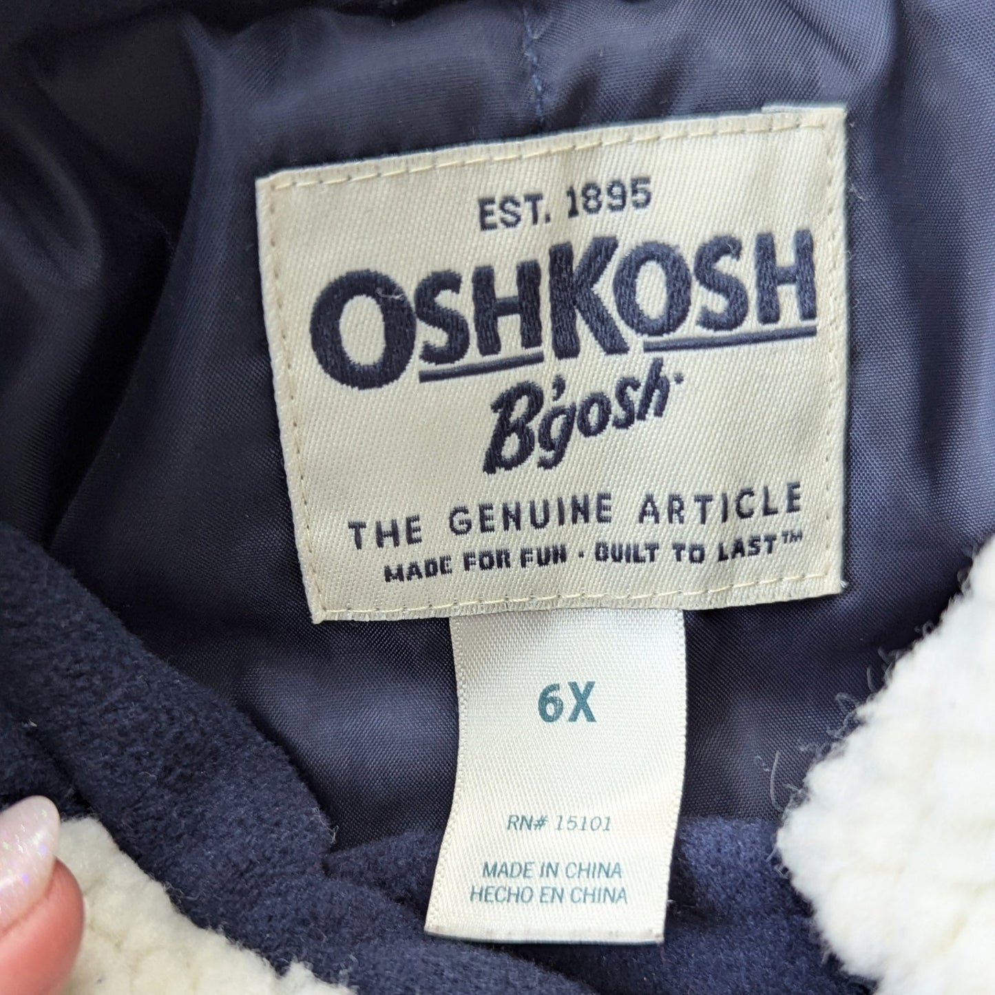 OshKosh B'Gosh Girls Double Breasted Faux Wool Coat Navy Shearling Sz 6X