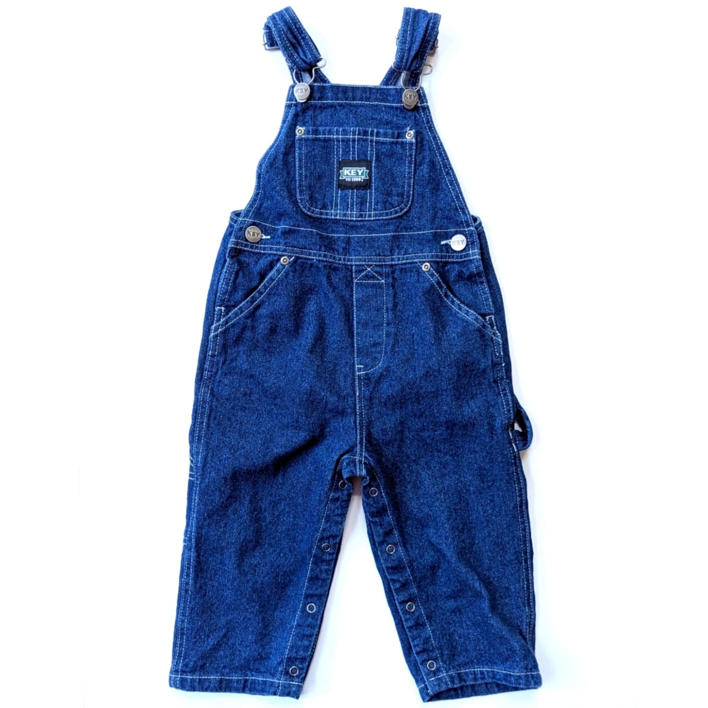 Key Infant Bib Overalls Dark Denim Sz 18 mos EUC Cotton