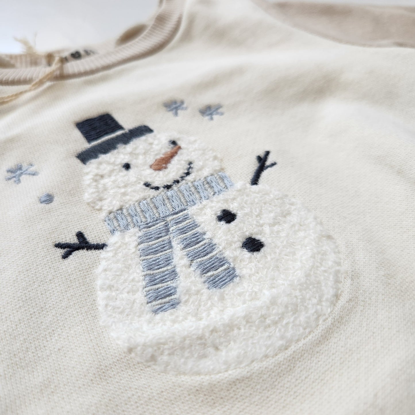 Rabbit + Bear Organic Cotton Snowman Embroidery Sweatshirt NWT Size 12 months