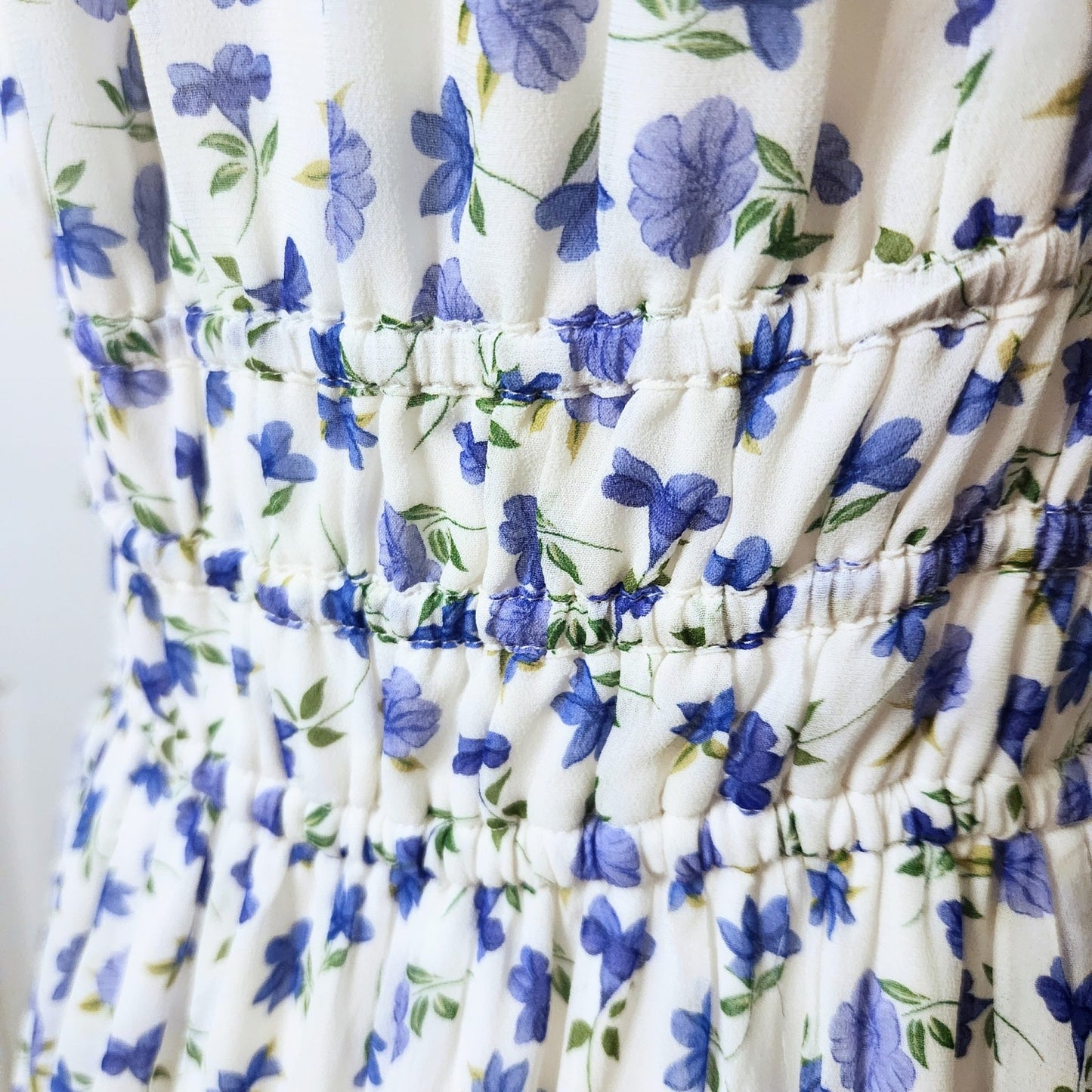 Shoshanna Helena Dress Size 8 Blue Floral Sleeveless Lightweight Viscose Midi