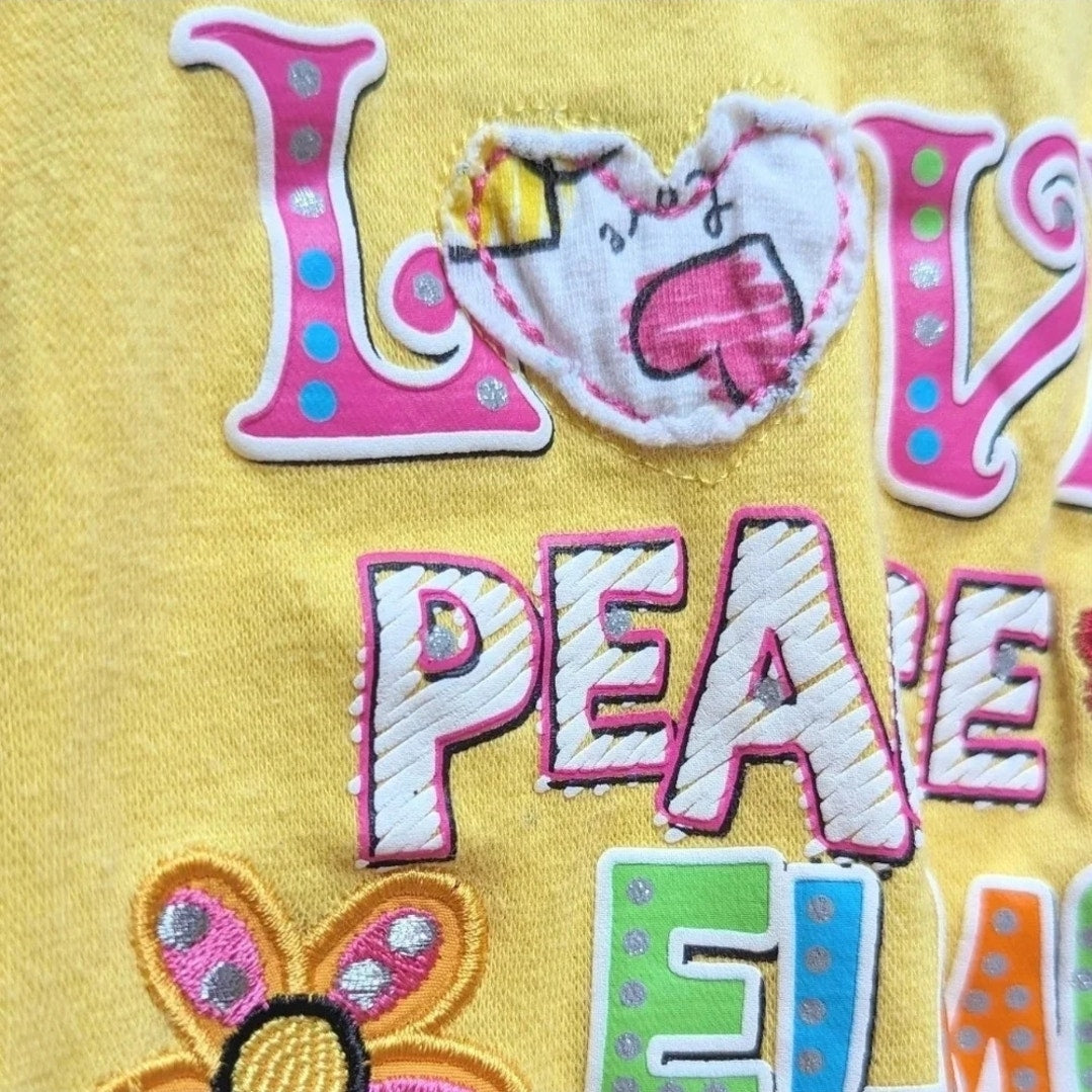 Vintage Sesame Street Baby Shirt Yellow “Love Peace Elmo” Tunic Size 18 Months