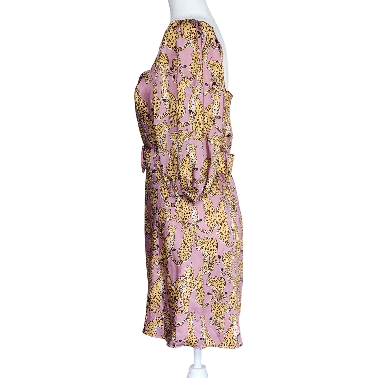 π Lavender Brown Mauve Pink Cheetah Print Mini Belted Dress β Women Size S