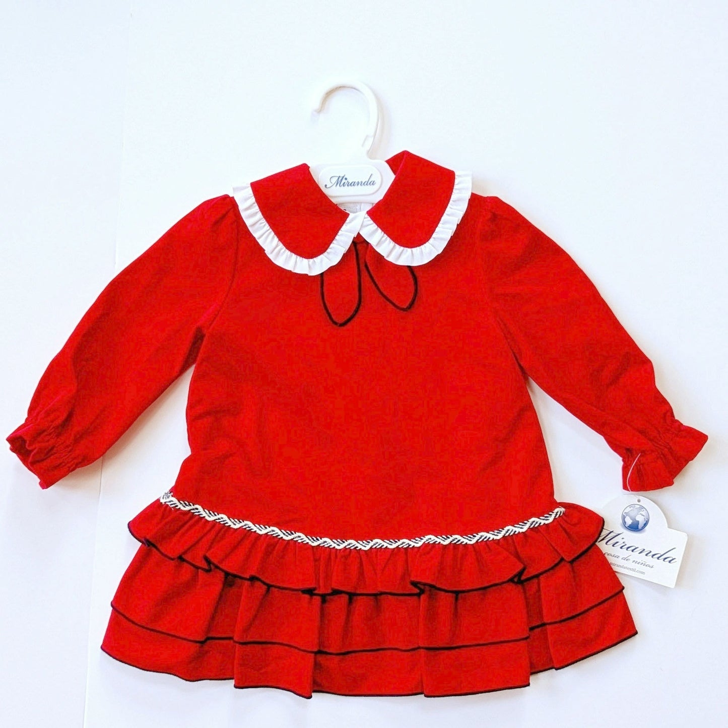 Miranda Baby Girls Red Ruffle Long Sleeve Dress Sz 24 mos NWT