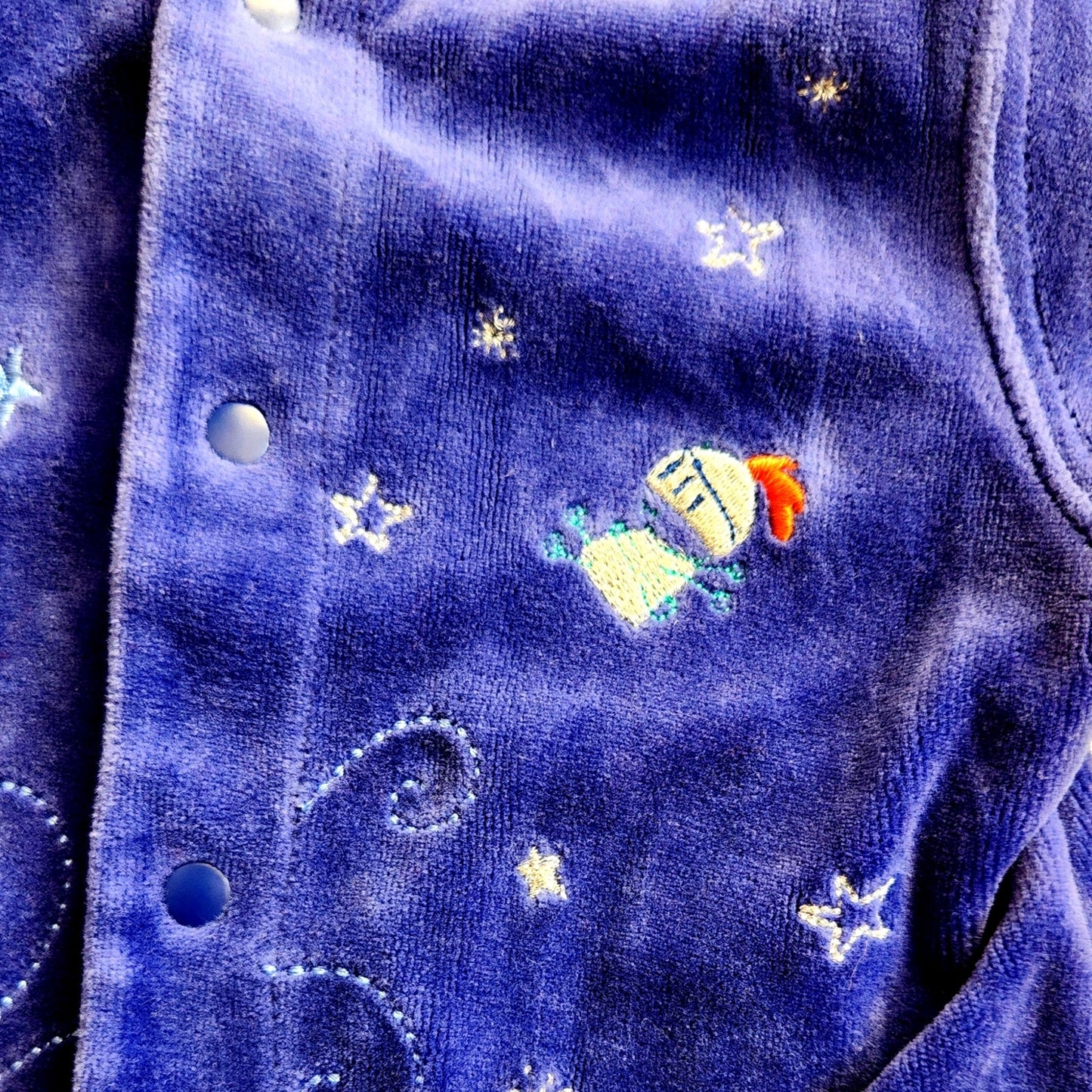 Carter's Vintage Y2K Blue Dragon & Knight Velour Footed Pajamas Sz 0-3 mos