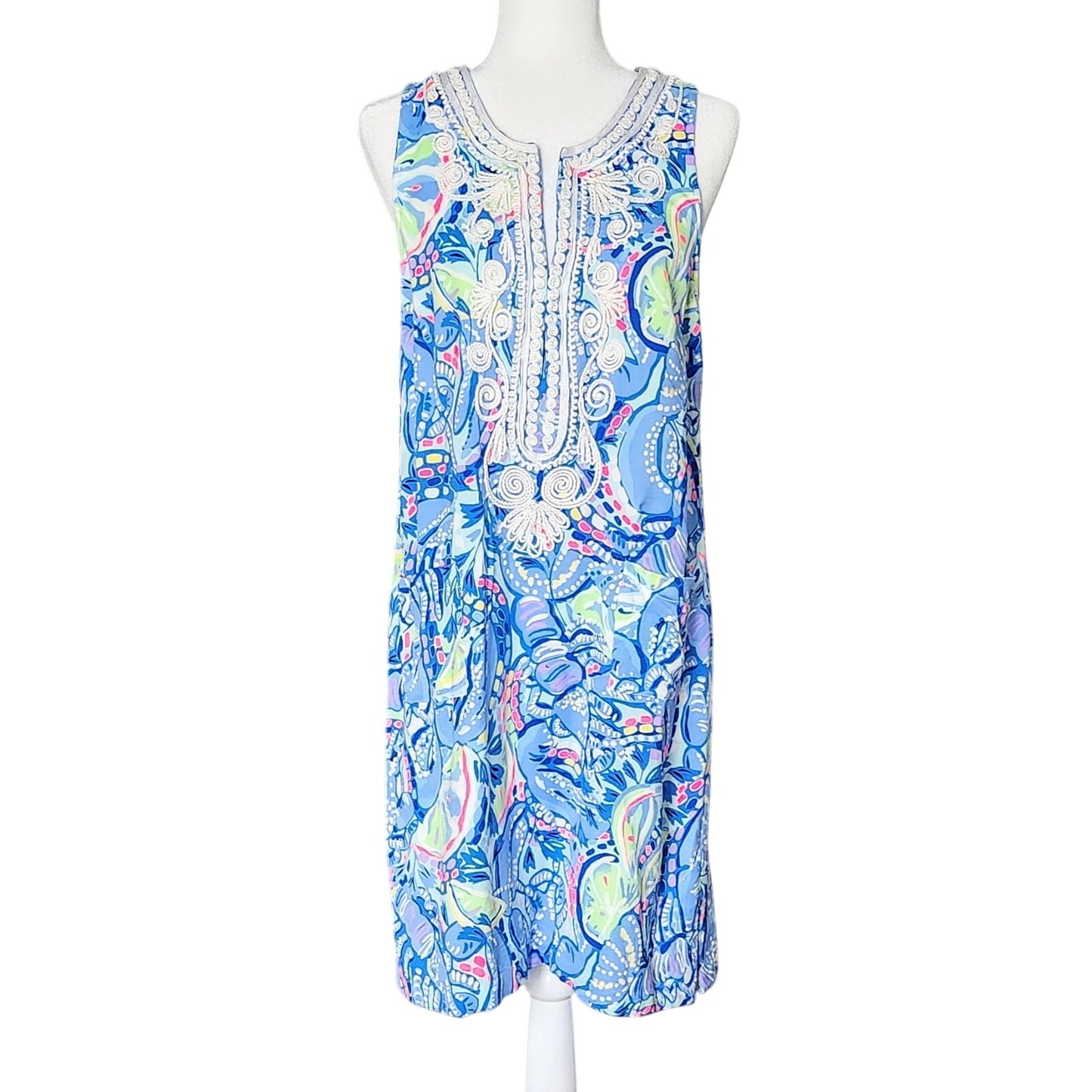 Lilly Pulitzer Carlotta Shift Dress Blue Peri Pinch Corded Lace Women's Size 10 | Resort Wear