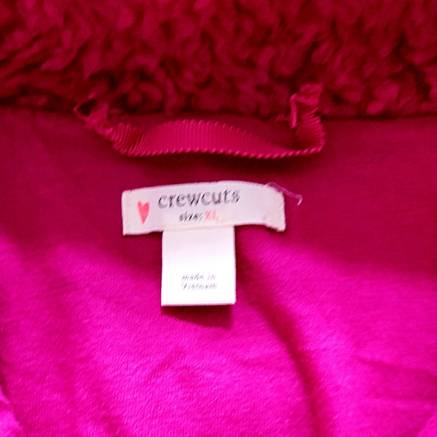 J.Crew Crewcuts Girls' Sherpa Fleece Magenta Snap Jacket Size XL Jersey Lined