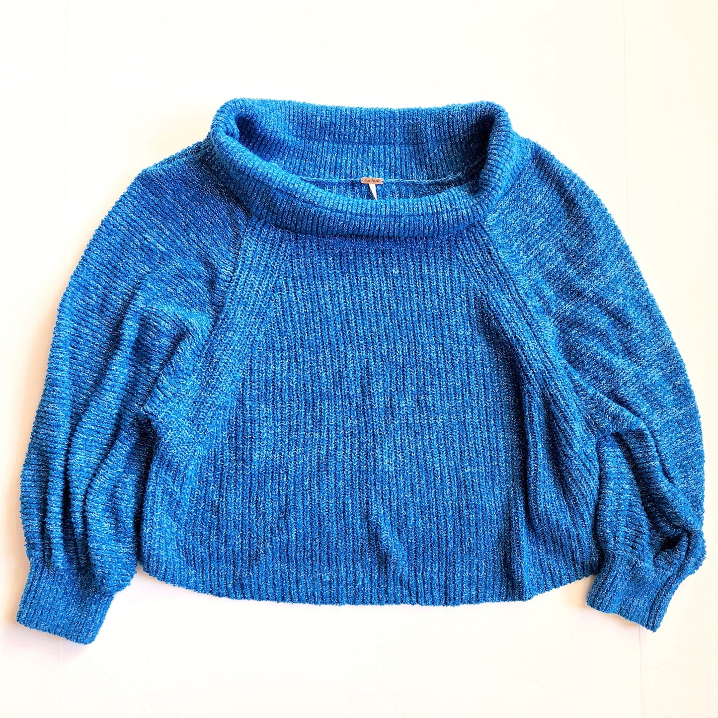 Free People Women's Edessa Pullover Knit Sweater Deep Sea Combo Blue Size M