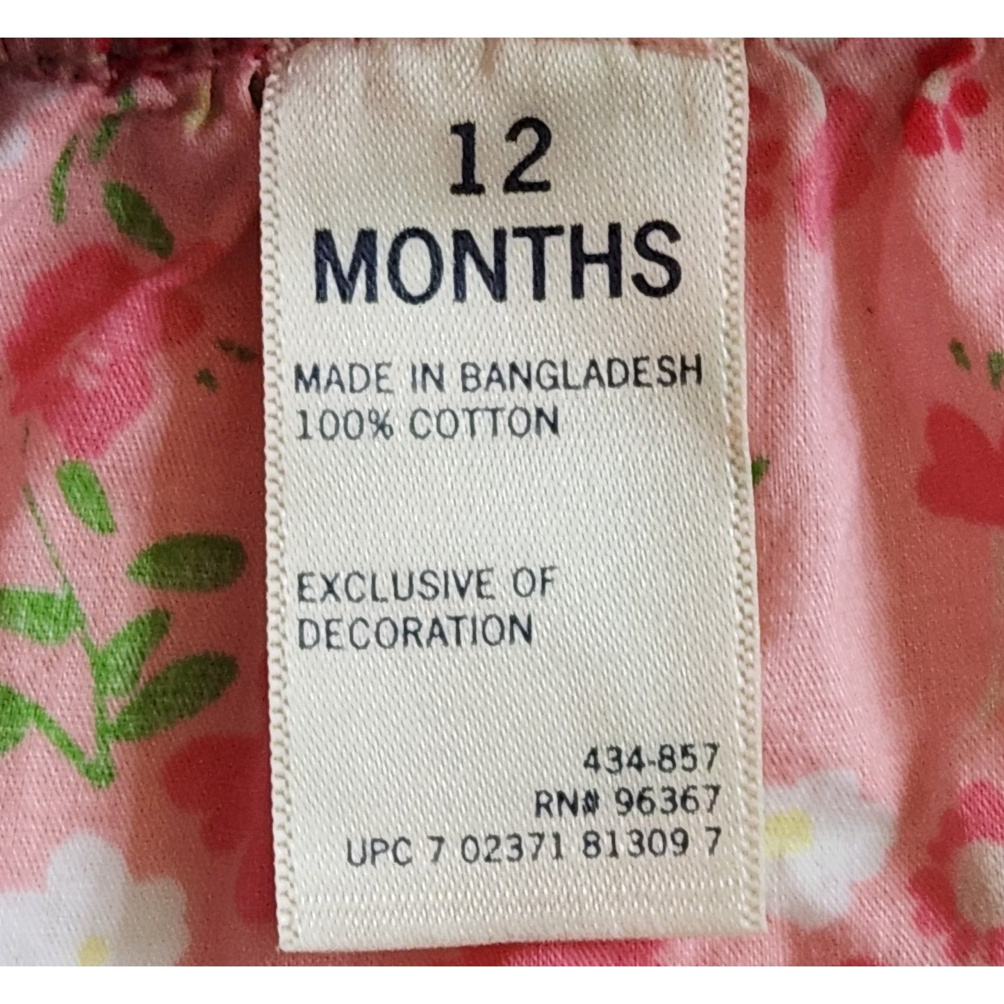 Oshkosh B'Gosh Girls Pink Floral Gingham Eyelet Skirted Overalls Size 12 mos