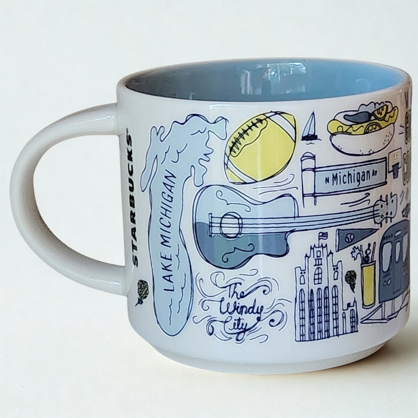 Starbucks Chicago Been There Series Collectible Ceramic Blue Glazed Coffee Mug | Home