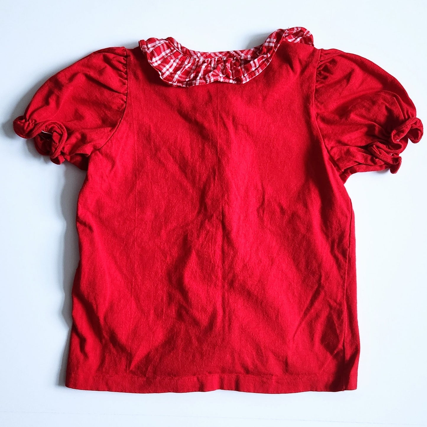 Oshkosh B'gosh Vintage 1980s Girls Red Button Top Gingham Collar Size 6