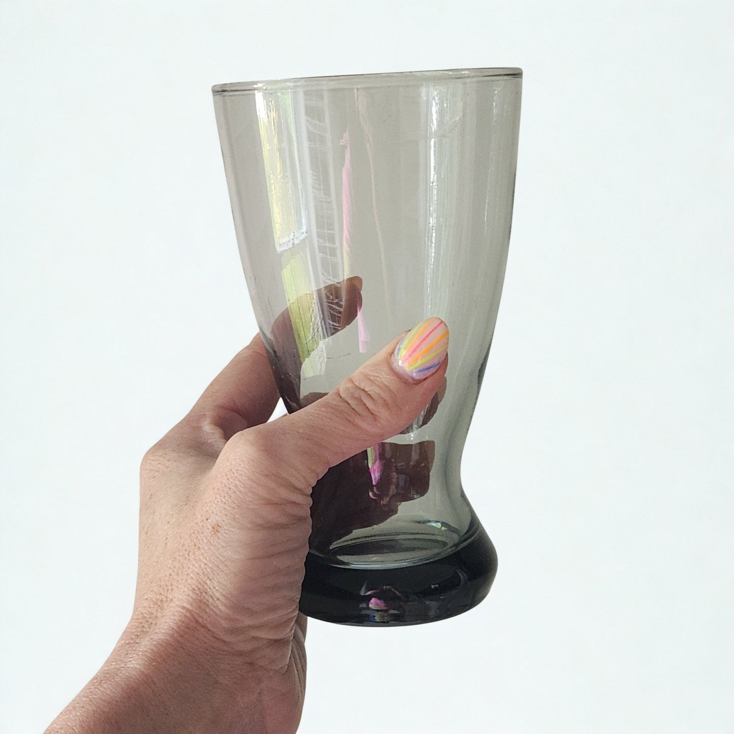 Vintage MCM Libbey Stax Smoky Gray Barware 12 oz Pilsner Beer Glass