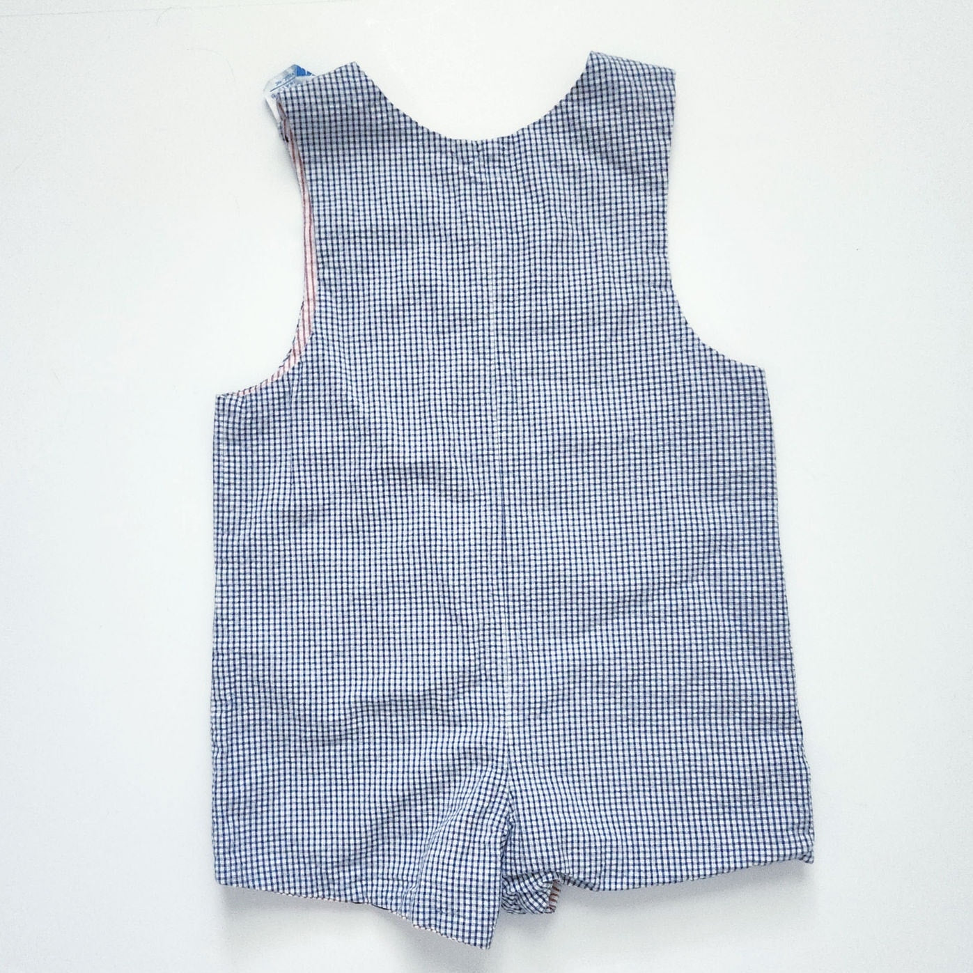 Vintage Just Ducky Reversible Baby Boy Romper Nautical Seersucker Size 24 Months