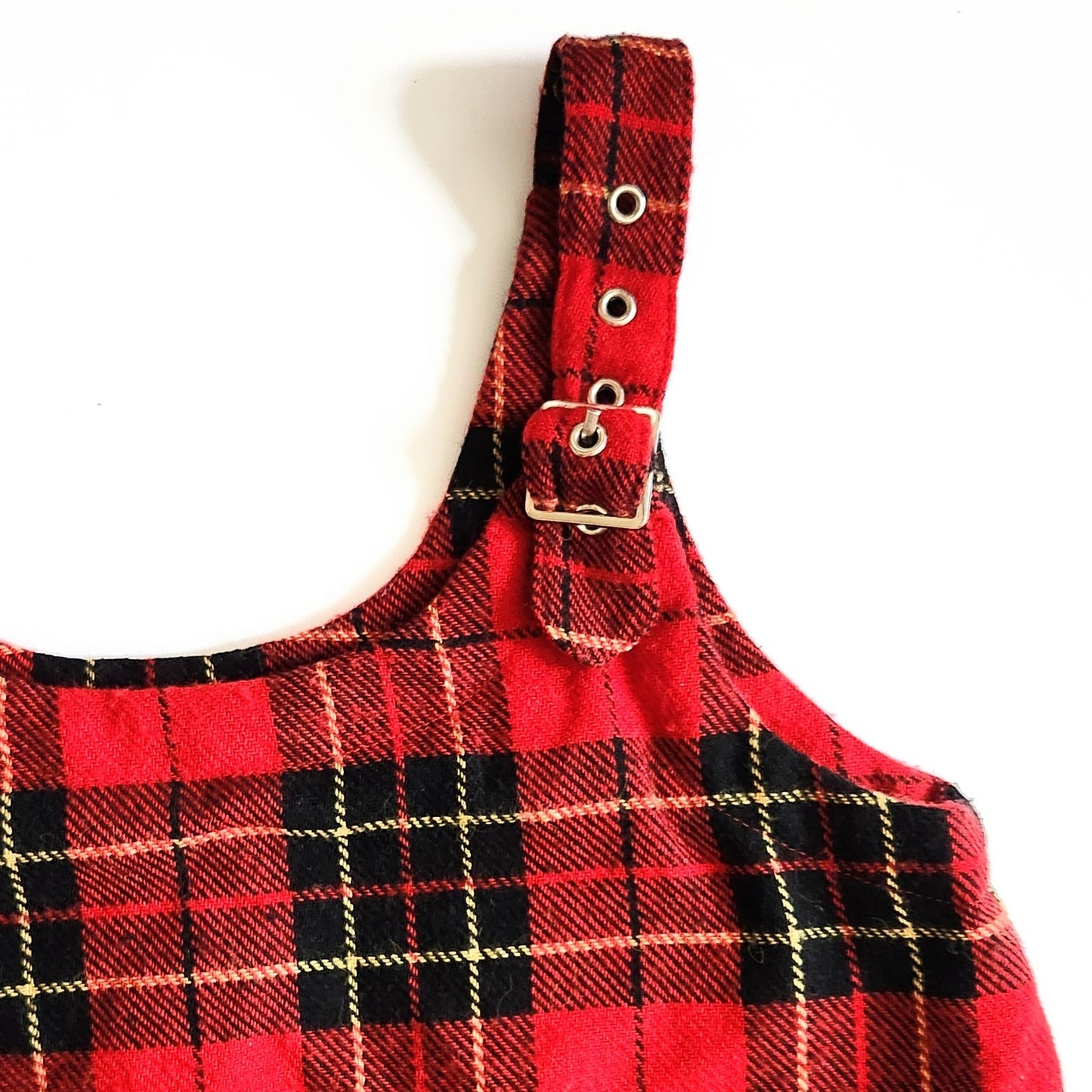 Talbots Kids Vintage 1990s Red Plaid Wool Blend Jumper Dress Size 12