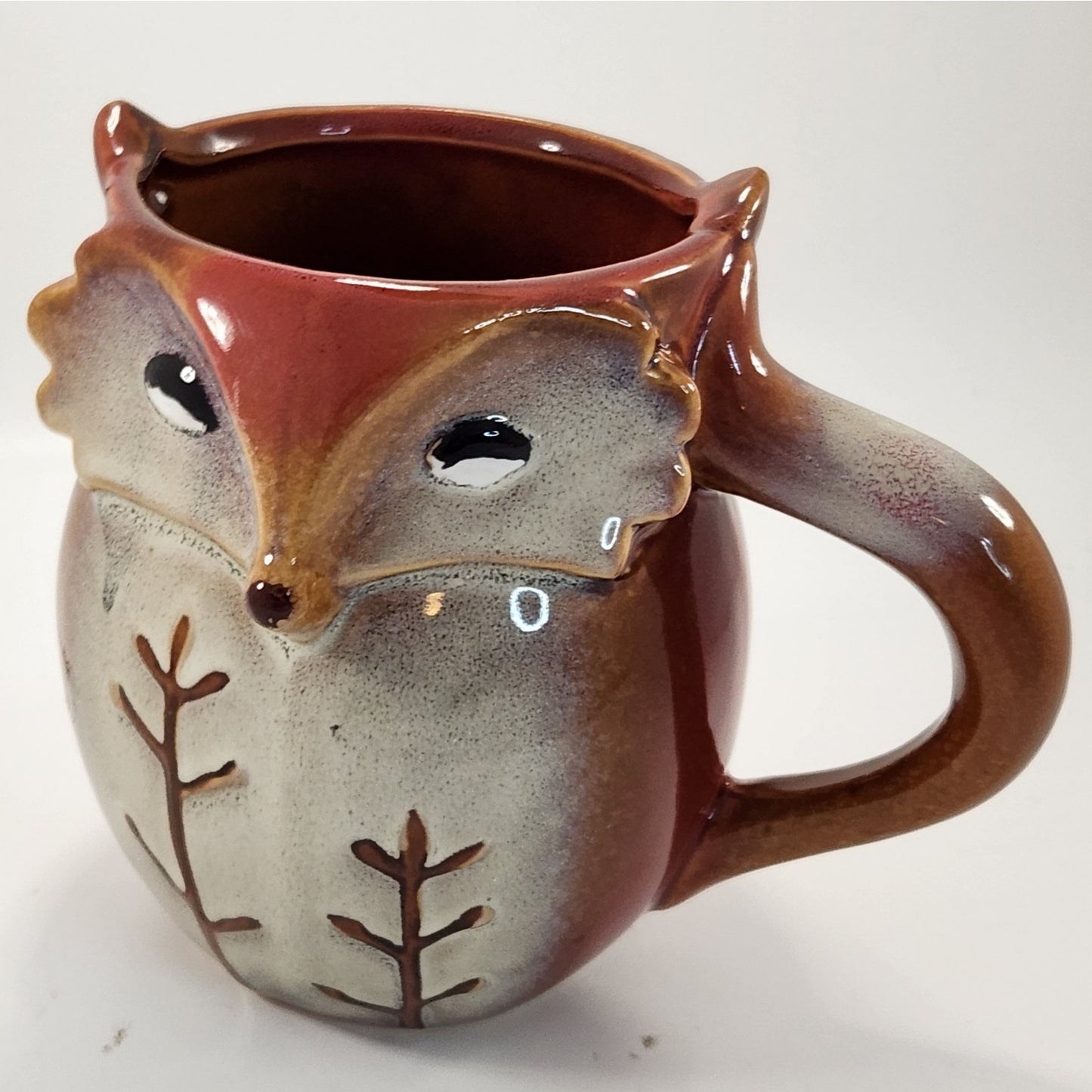 Gibson 3D Art Fox Shaped Reactive Glazed Stoneware Coffee Mug 20 oz | Home
