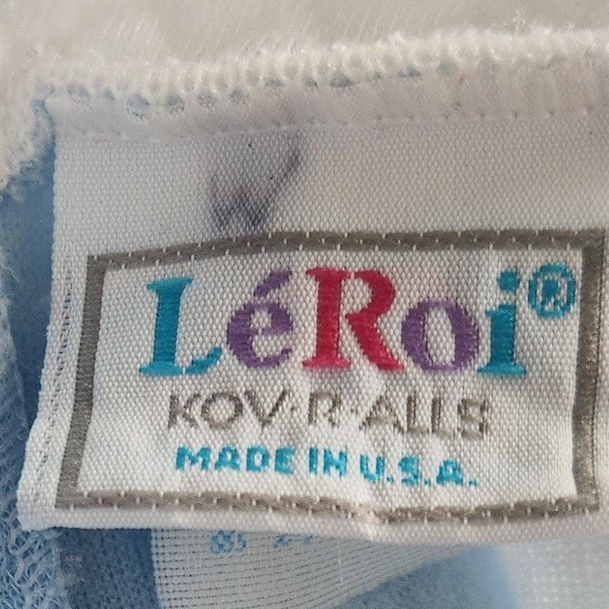 LéRoi Vintage 80s Kov.R.Alls Blue Baby Bear Quilted Footie Sleeper Size 0-3 mos