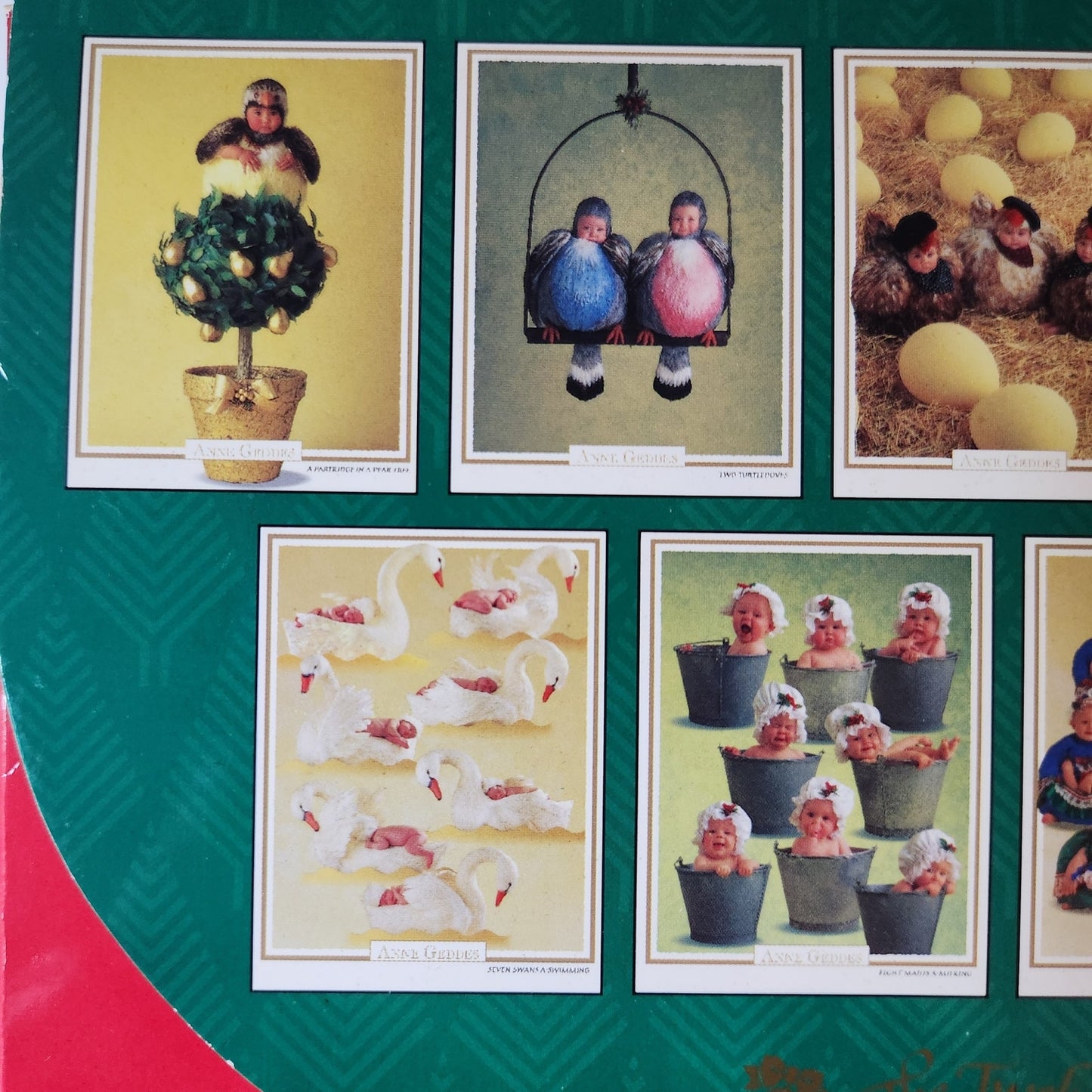 Anne Geddes Christmas Card Set – Vintage 1990s Greeting Cards Boxed Set – 24 Unused Cards w/ Envelopes – “Twelve Days of Christmas”