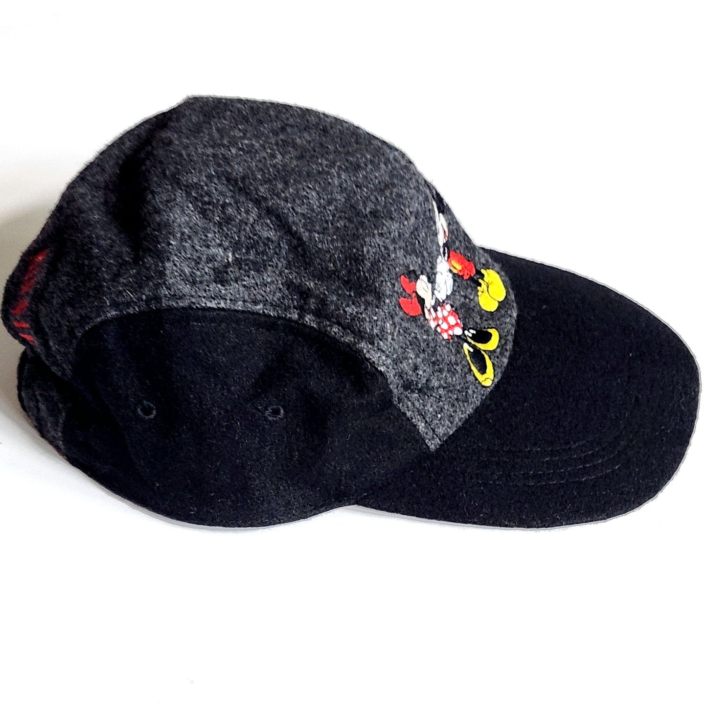 Disney Vintage 1990 Mickey & Minnie Mouse Gray & Black Wool Cap Stretch Fit OS