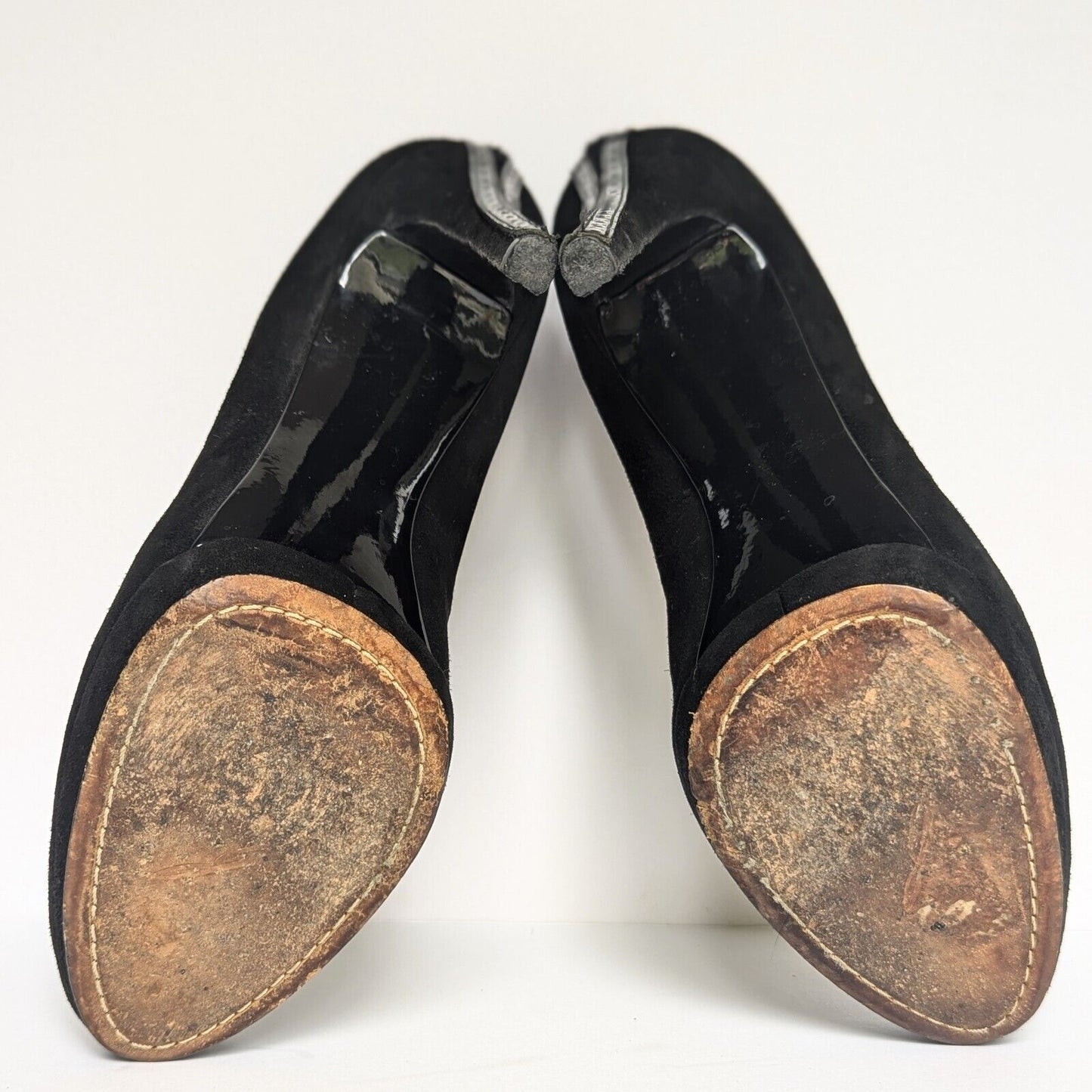 Brian Atwood Women's Black Suede Patent Leather Pony Hair Stiletto Heels Size 41 | 10