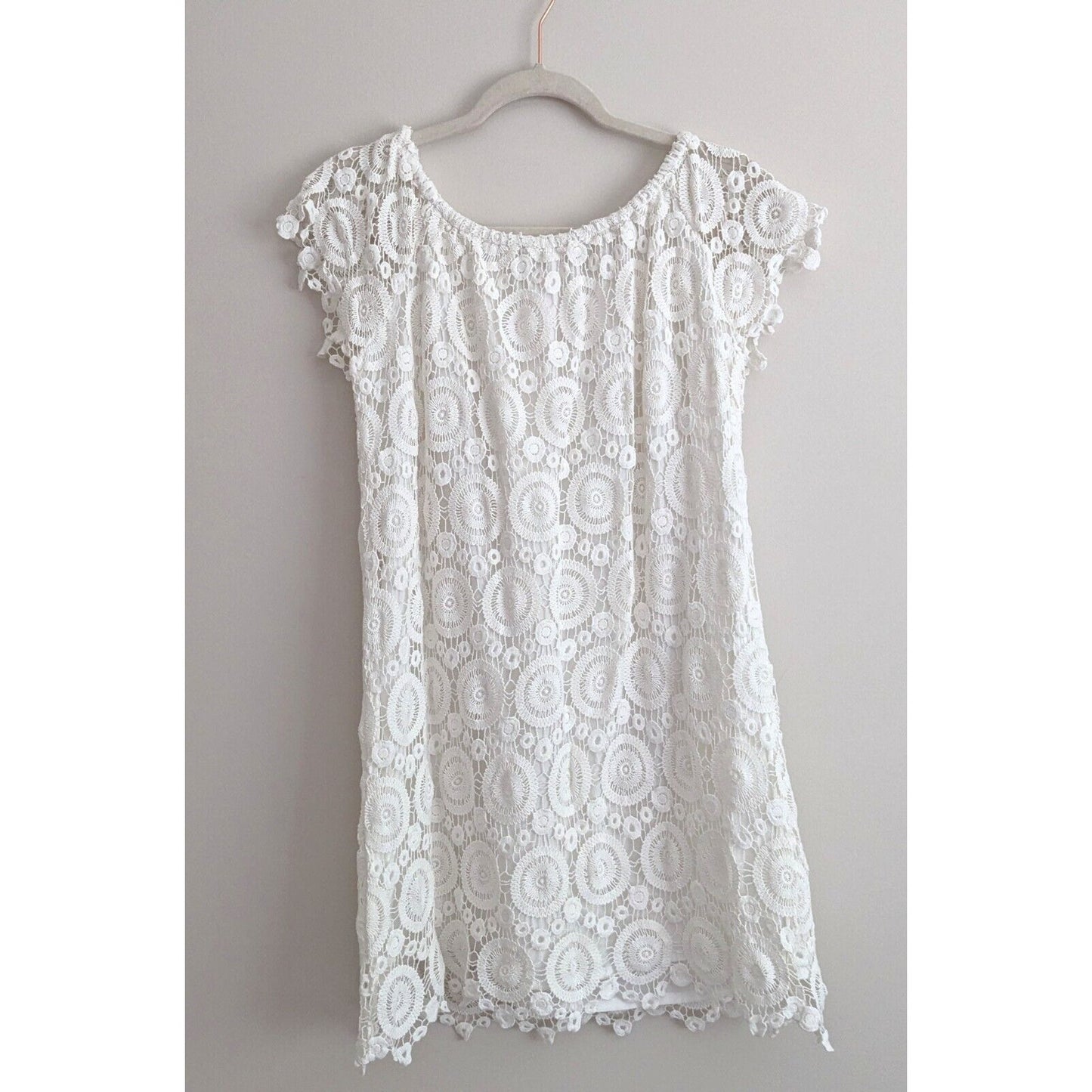 Southern Tide Isabel Grace Off Shoulder White Eyelet Lace Shift Dress Women’s Small Summer Bridal Boho Chic