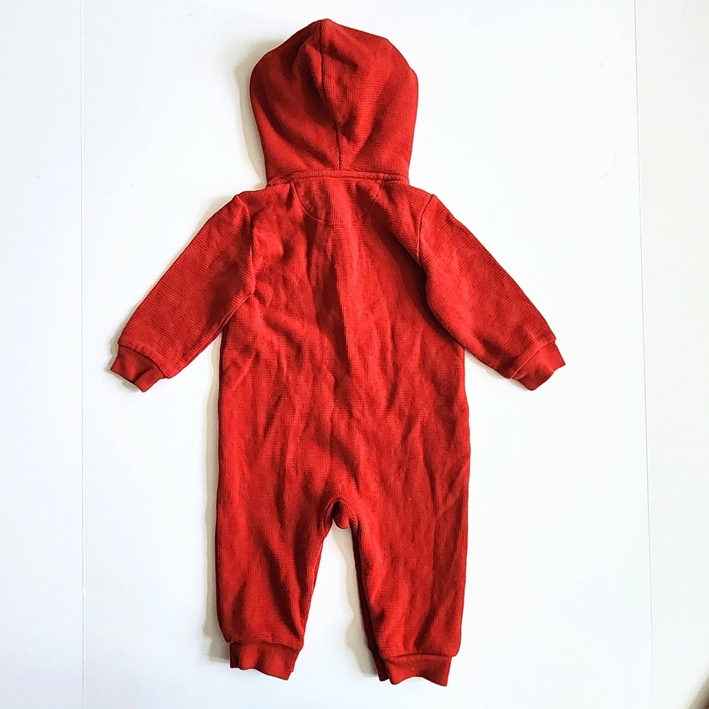 Ralph Lauren Baby Red Soft Cotton Waffle Weave Hooded Coverall Size 9 mos